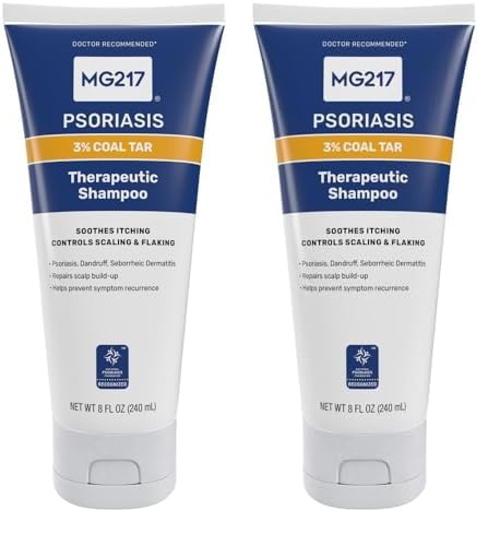 MG217 Psoriasis Shampoo with 3% Coal Tar - Therapeutic Scalp Treatment for Itching, Scaling & Flaking - Controls Scale Buildup - Psoriasis Relief Shampoo & Conditioner (8 fl oz, Pack of 2) - Ideal for Daily Scalp Care & Symptom Management