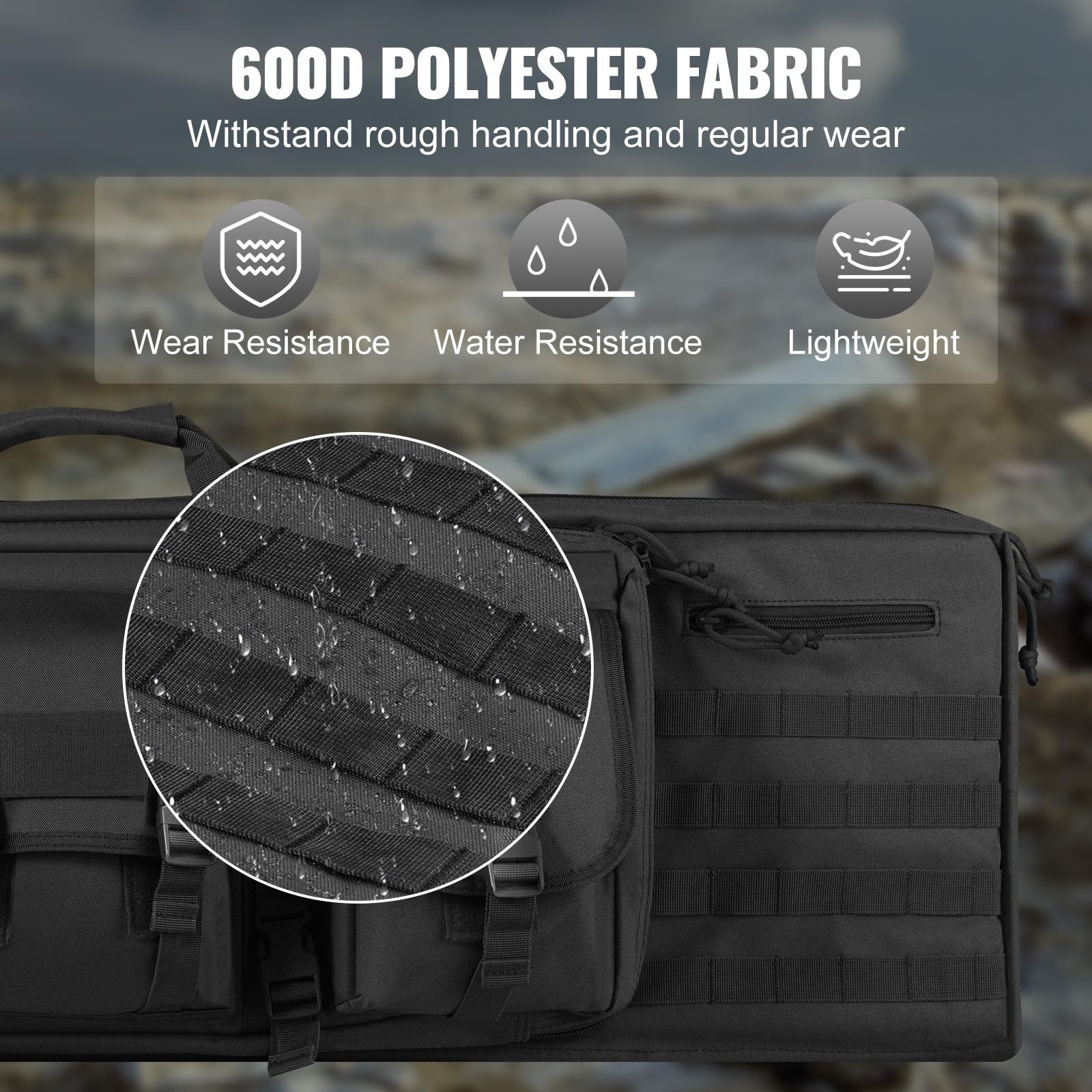 VEVOR Tactical Rifle Gun Case - Waterproof & Durable Shooting Range Bag for Hunting, Airsoft, and Firearm Storage | Perfect for Outdoor Range, Travel, and Secure Weapon Transport
