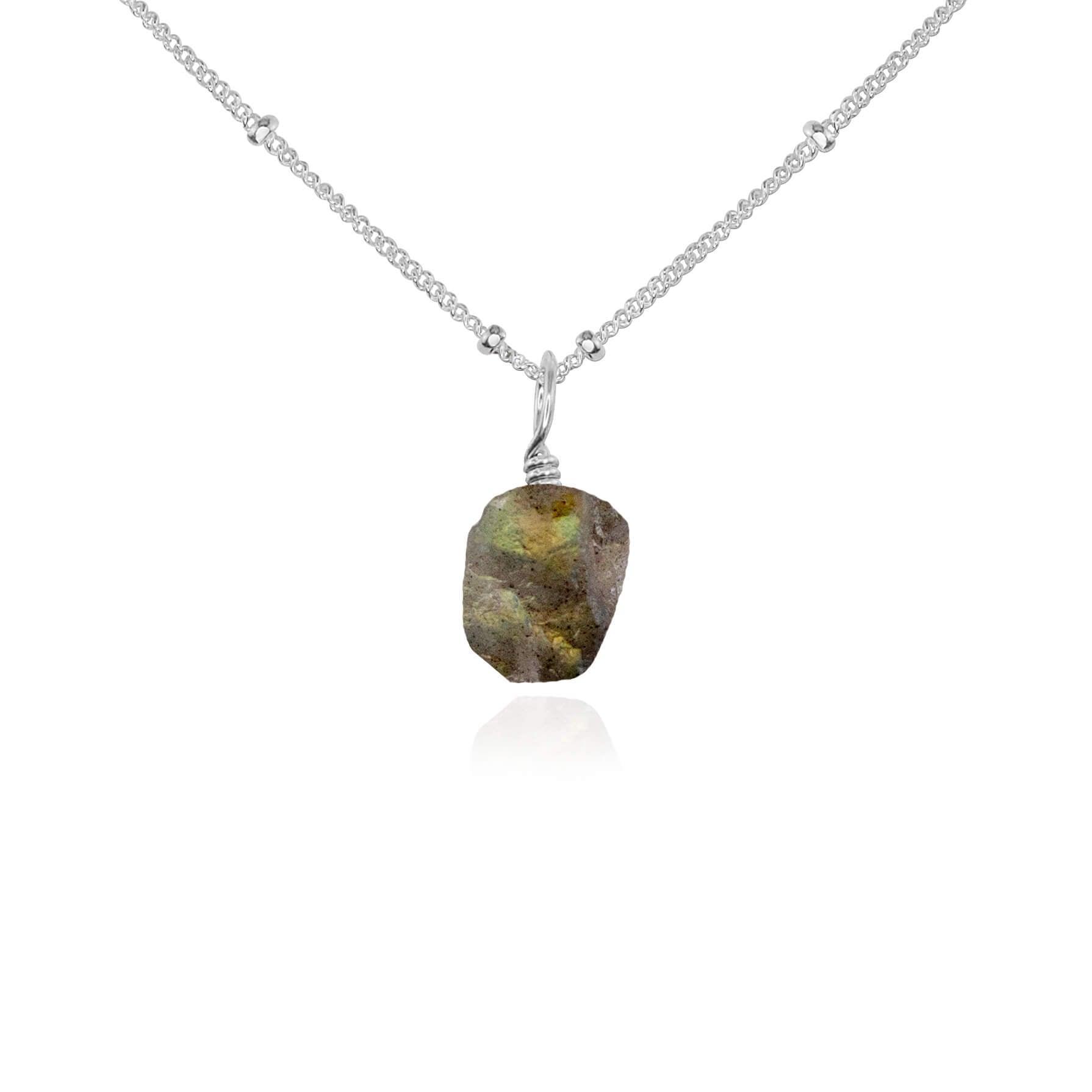Natural Tiny Raw Labradorite Pendant Necklace - Handmade Gemstone Jewelry for Women - Perfect for Boho Style, Spiritual Healing & Everyday Wear