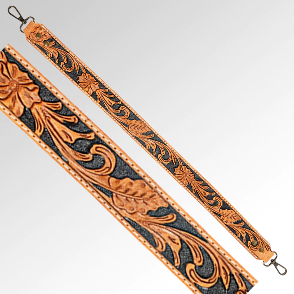 American Darling Genuine Leather Tooled Purse Strap - Western Style Handbag Crossbody Strap for Women, Perfect for Cowgirl Fashion & Boho Accessories