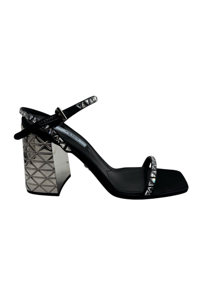 Prada Women's Crystal Embellished Block Heel Pumps - Size 36.5 (US 6.5) - Elegant Evening Shoes for Parties, Weddings & Special Occasions