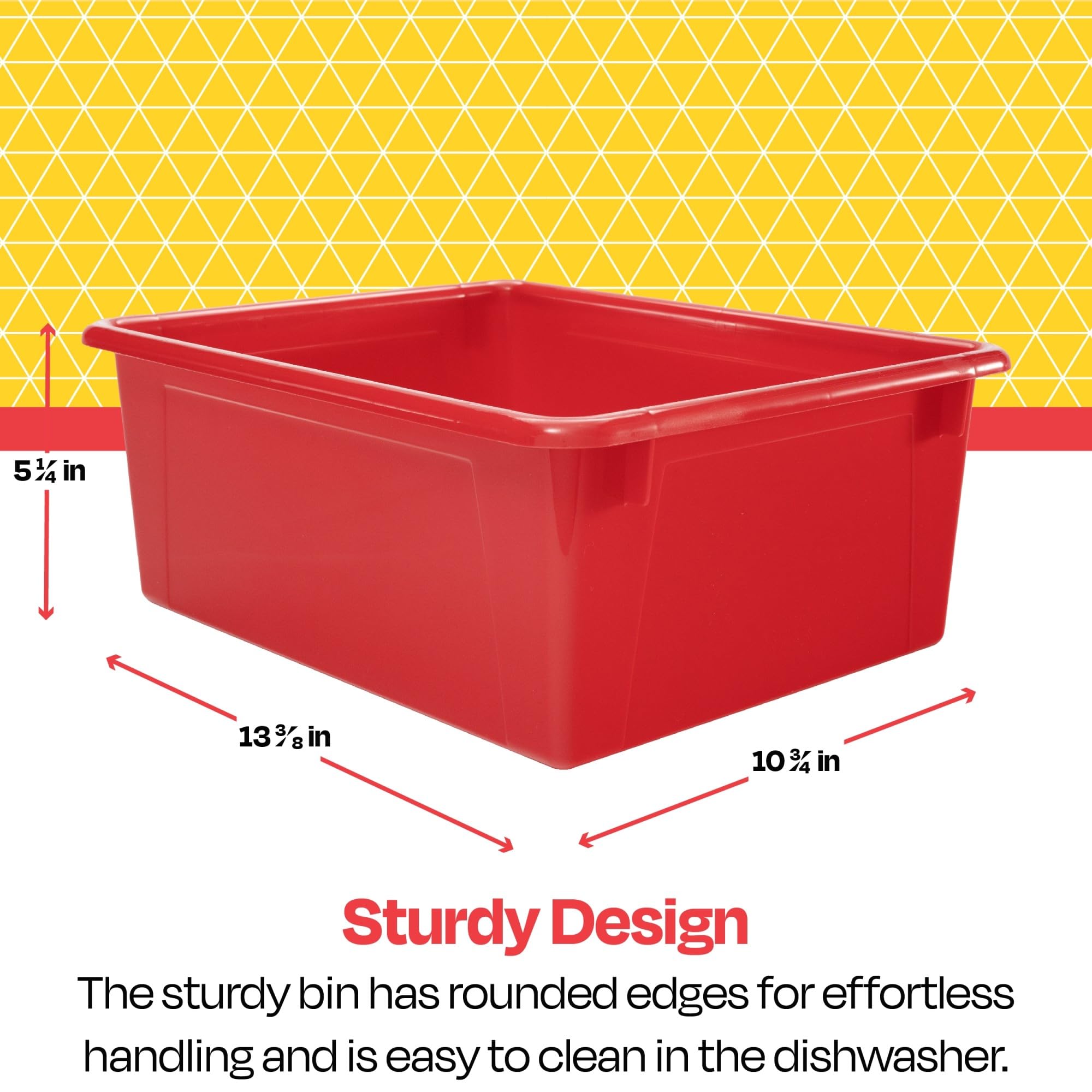 School Smart Durable Plastic Storage Tray - Letter Size Organizer for Classroom Supplies, Home Office & Craft Room | Red Multi-Purpose Desktop Organizer | Perfect for Teachers, Students & Office Organization