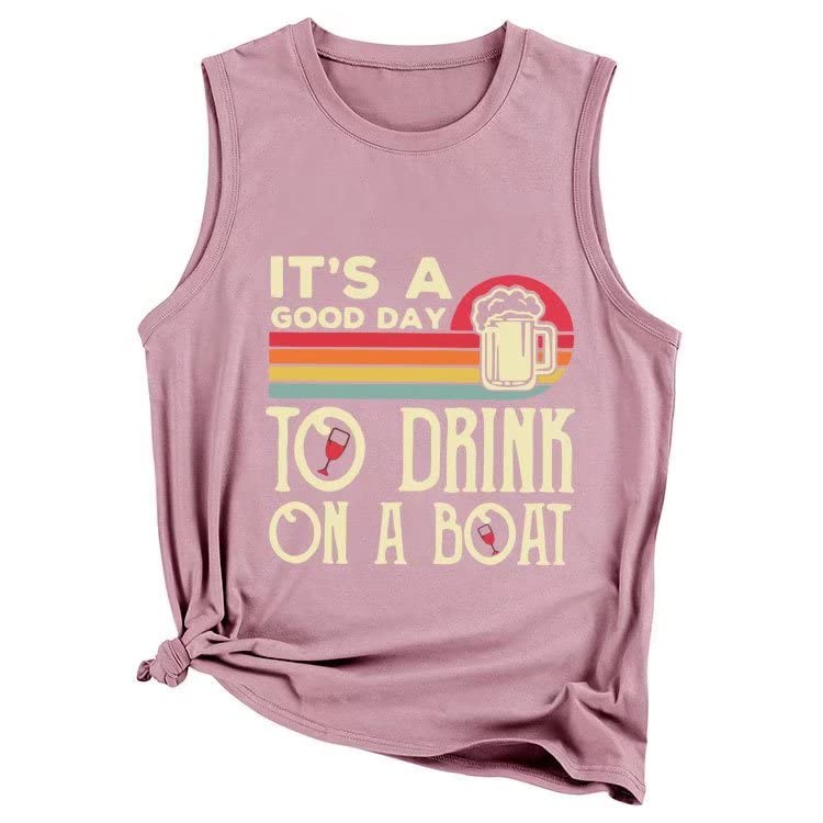 Funny Wine Glass Pattern Sleeveless Tank Tops for Women - Summer Casual Shirts for Beach Parties & Girls Night Out