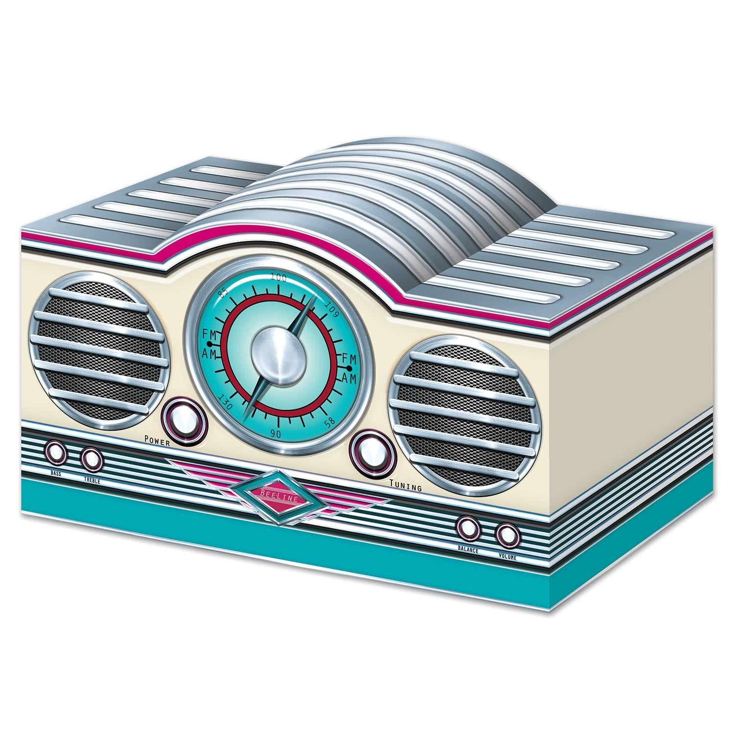 Beistle 3D Rock and Roll Radio Party Centerpieces - 12 Pack for Birthday, Graduation, and Themed Party Decorations