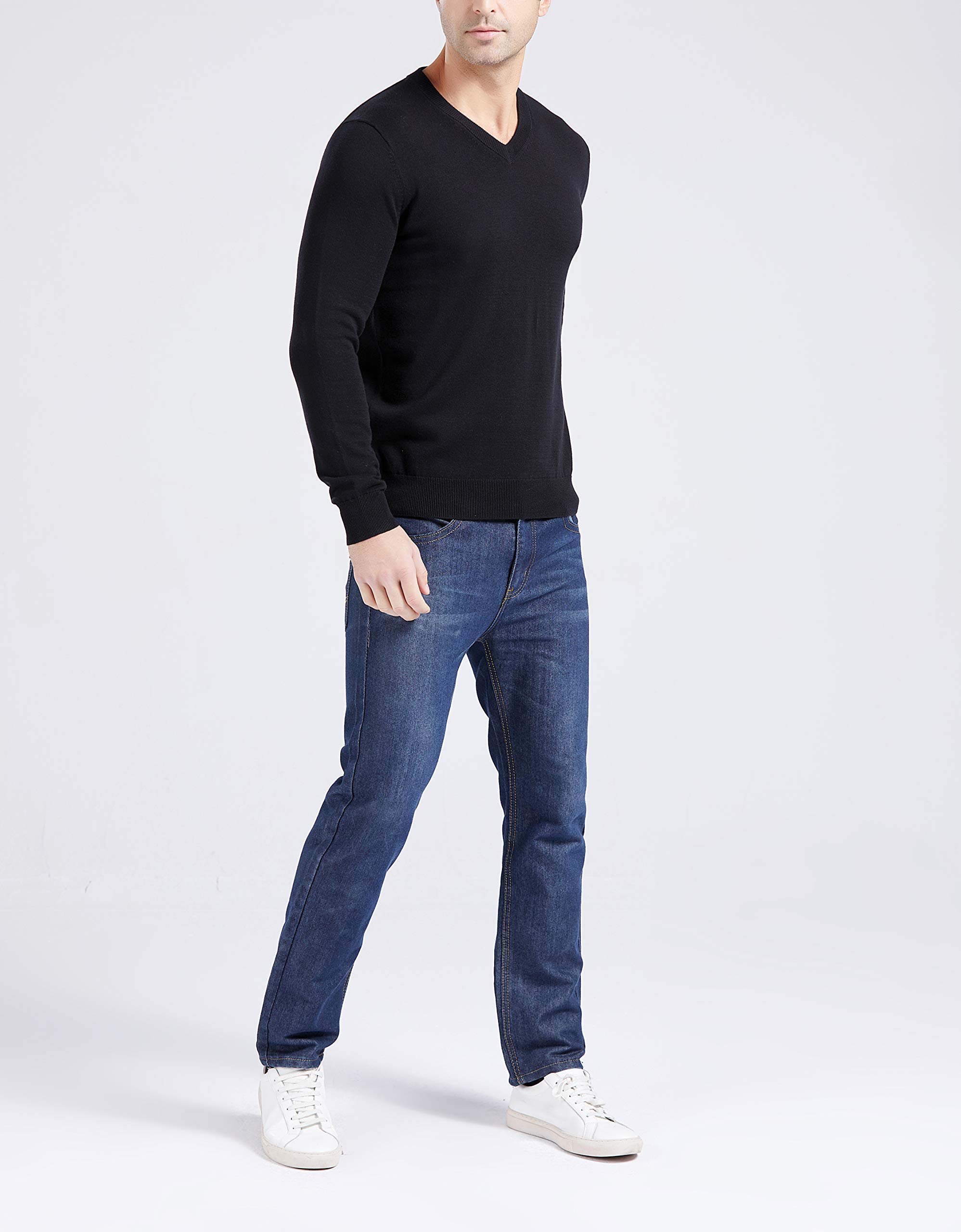 100% Cotton V-Neck Sweater for Men - Soft & Comfortable Pullover - Black Casual Knit Sweater - Perfect for Fall & Winter Outfits, Office Wear & Date Nights