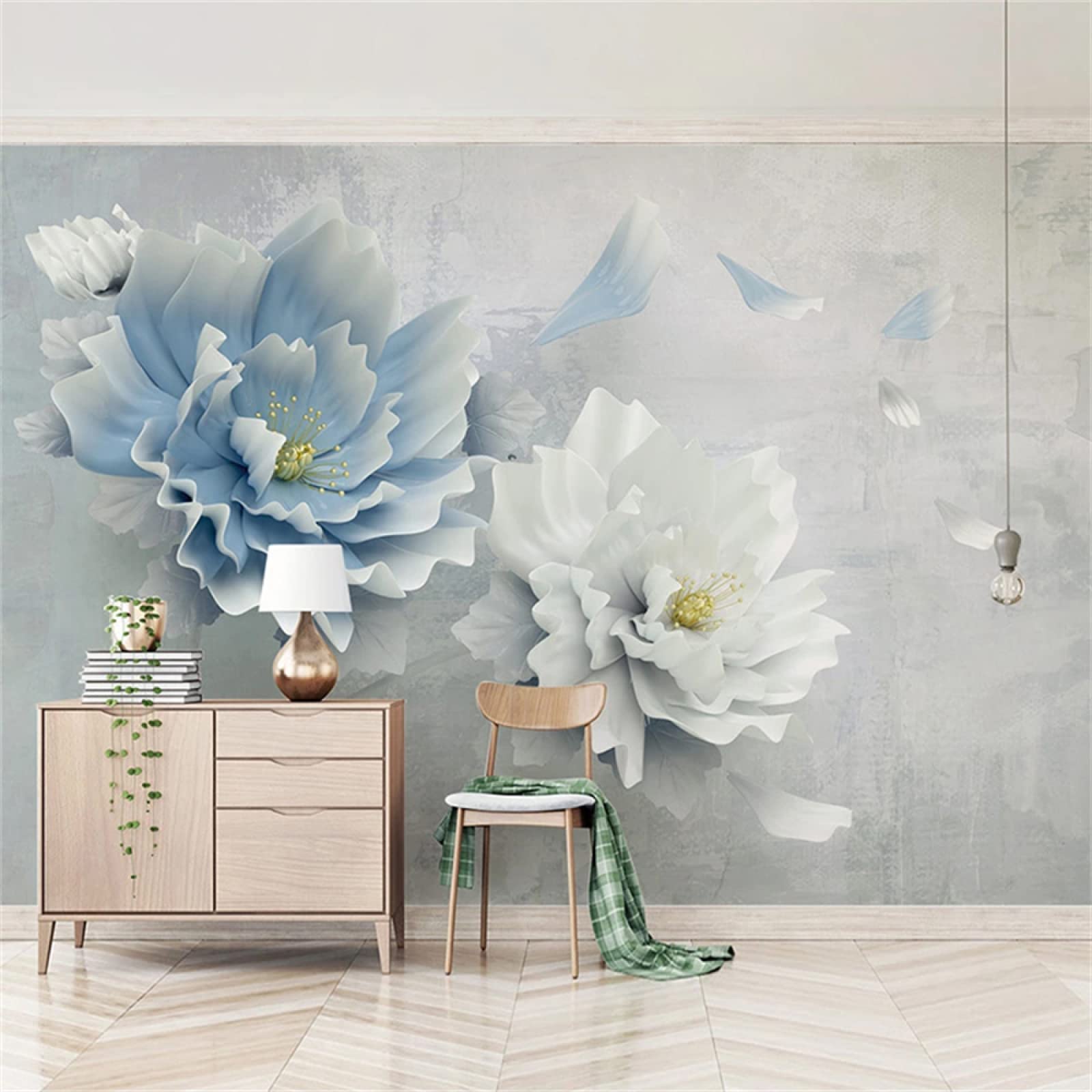 3D Embossed Flower Wall Mural - Creative Textured Wallpaper with Strong Adhesion | Easy to Install Peel & Stick Wall Sticker for Bedroom, Bathroom, Living Room Decor | 169.3