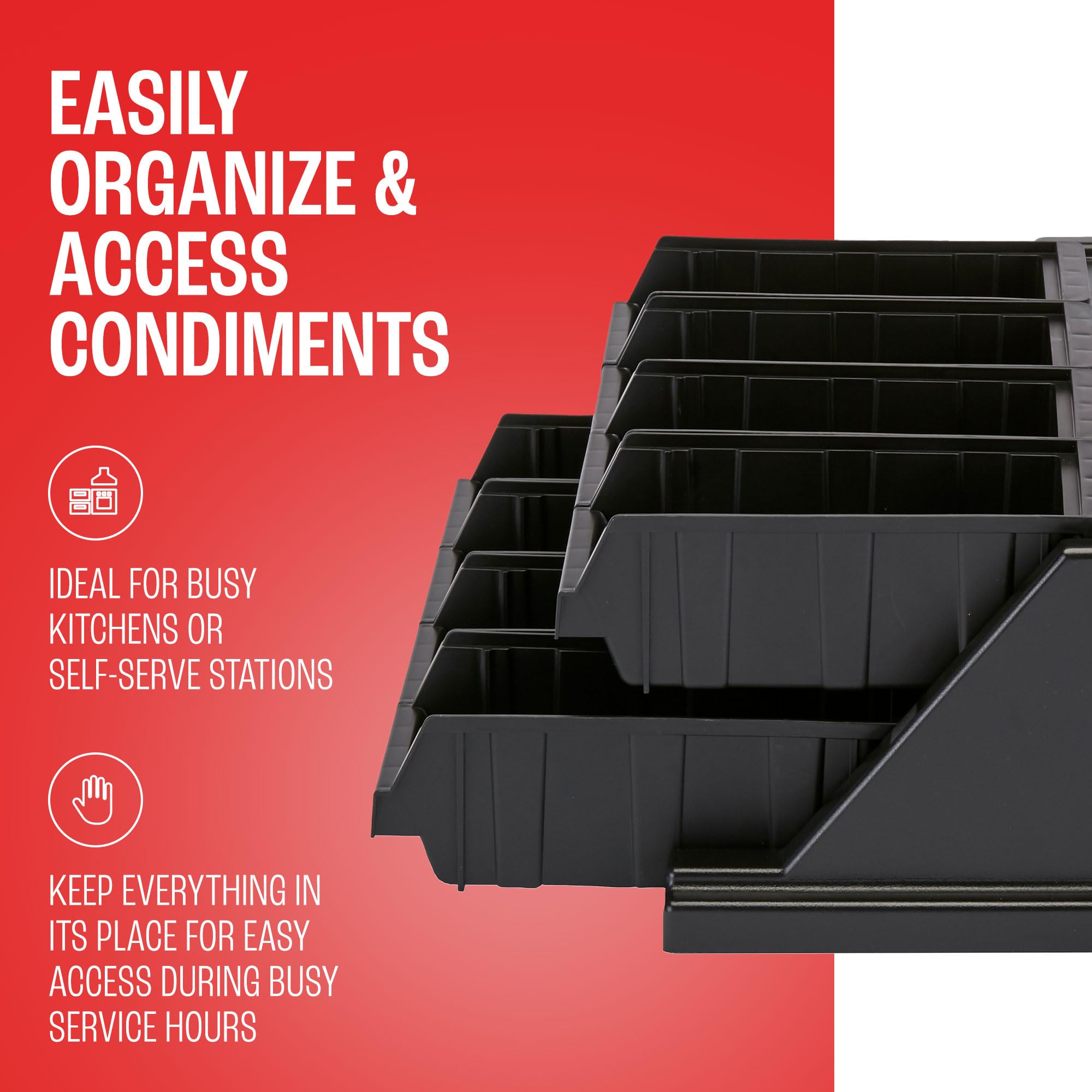 Cambro Versa Self Serve Condiment Bin - 8 Compartment Storage Organizer for Food & Coffee Condiments (Black) | Perfect for Restaurants, Cafes & Buffet Stations