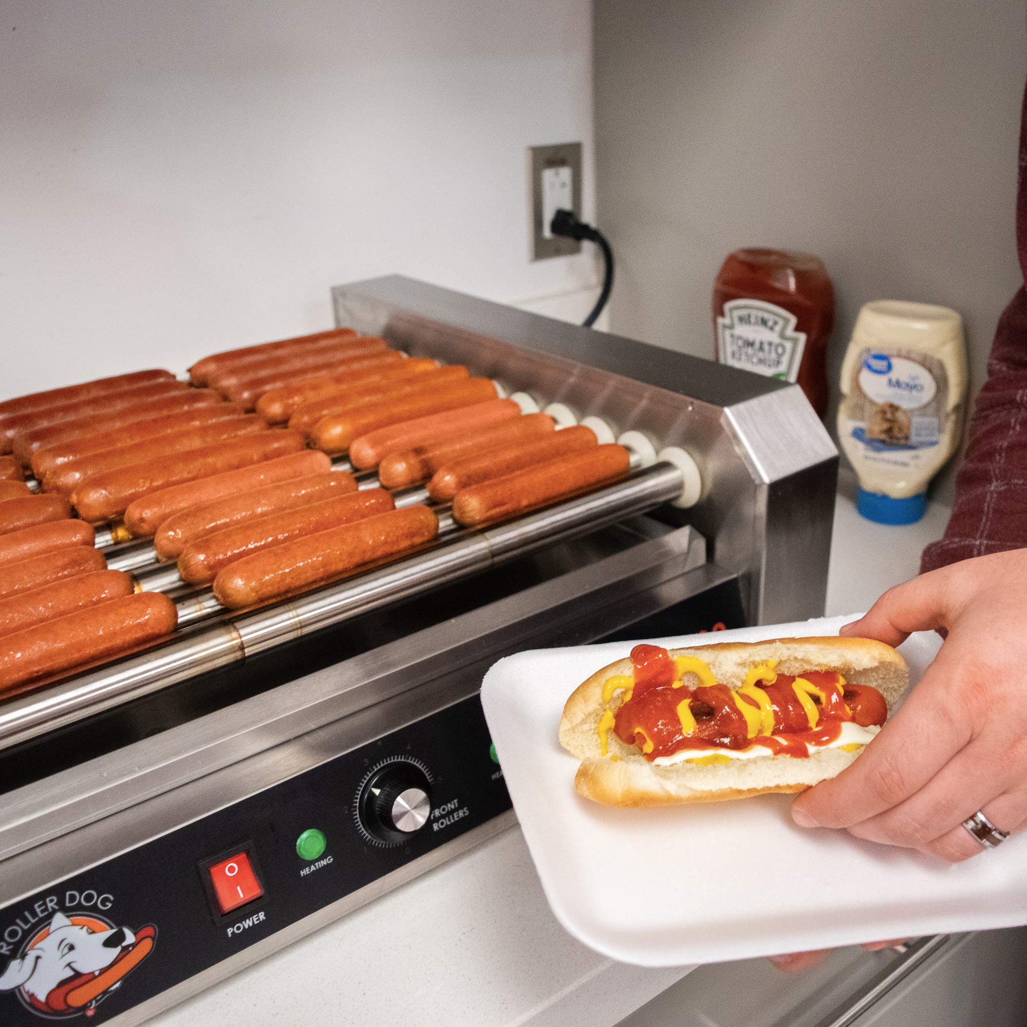 RDB30SS Commercial 30 Hot Dog Roller Grill Cooker Machine - Stainless Steel Hot Dog Warmer for Restaurants, Food Trucks & Concession Stands - Perfect for Parties, Events & Snack Bars