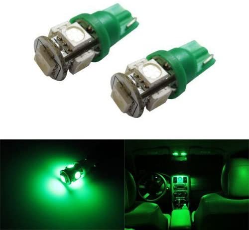 5 SMD 168 194 2825 T10 LED Car Interior Light Bulbs - Super Bright Emerald Green Dome & Map Lights for Cars, Trucks, SUVs - Perfect for Dashboard, Footwell, and Interior Lighting Upgrades