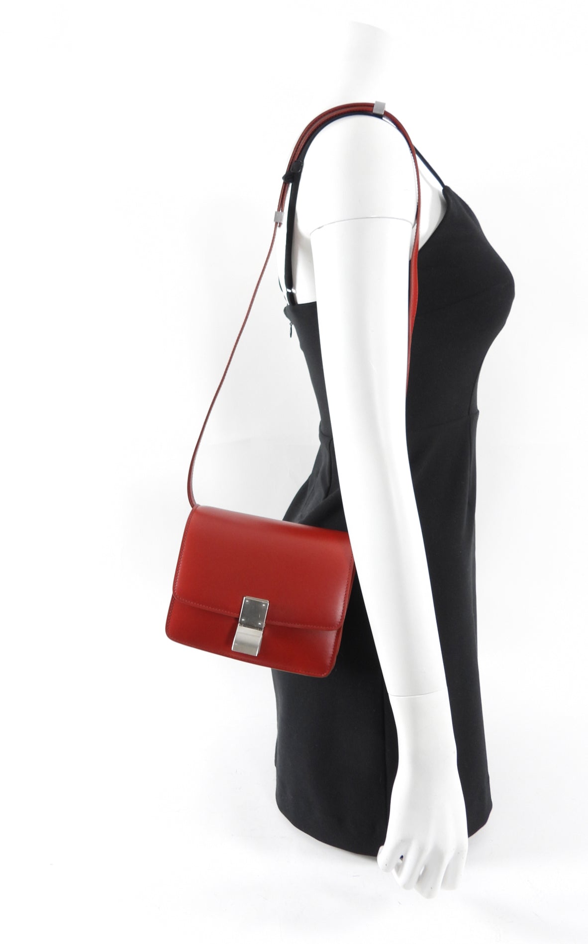 Celine Small Red Leather Box Bag - Stylish Crossbody Purse for Women, Perfect for Date Night & Evening Events
