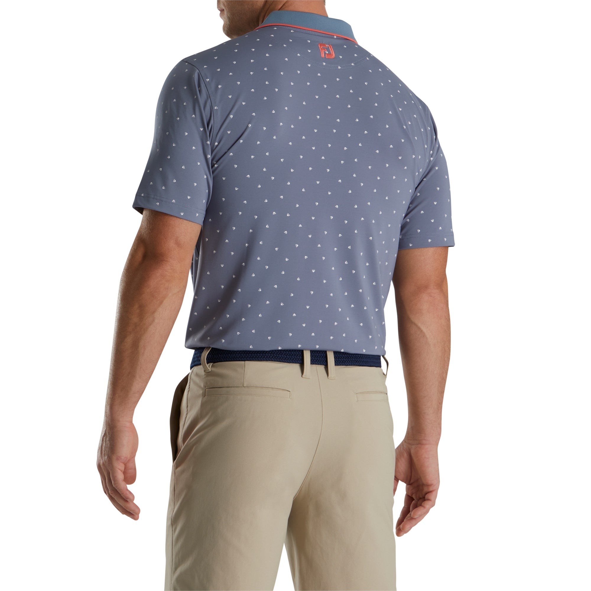 FootJoy Push Play Print Lisle Knit Graphite Men's Golf Polo Shirt - Breathable & Moisture-Wicking for Comfortable Golfing & Outdoor Activities