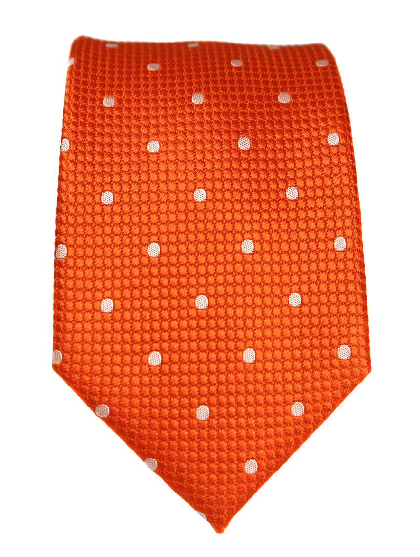DÉCLIC Classic Spot Tie - Orange & White Striped Necktie for Men | Elegant & Stylish Accessory for Weddings, Business & Formal Events