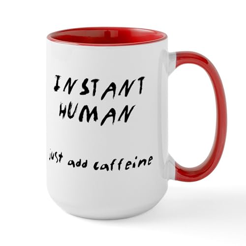 White/Red Inside - Large Instant Human, Just Add Caffeine Mug