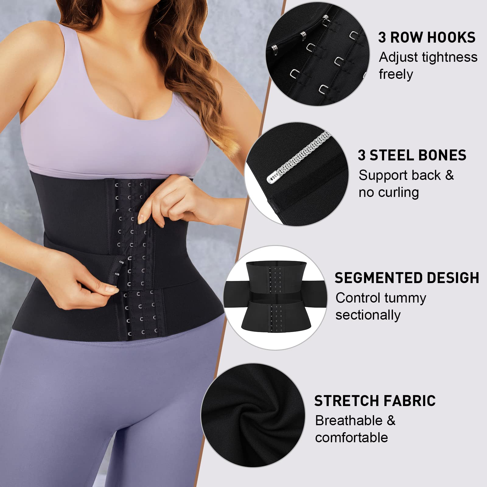 Lover-Beauty Waist Trainer for Women - Black XXL - Waist Slimming Corset Belt for Tummy Control & Body Shaping | Perfect for Workouts, Postpartum Recovery & Everyday Wear