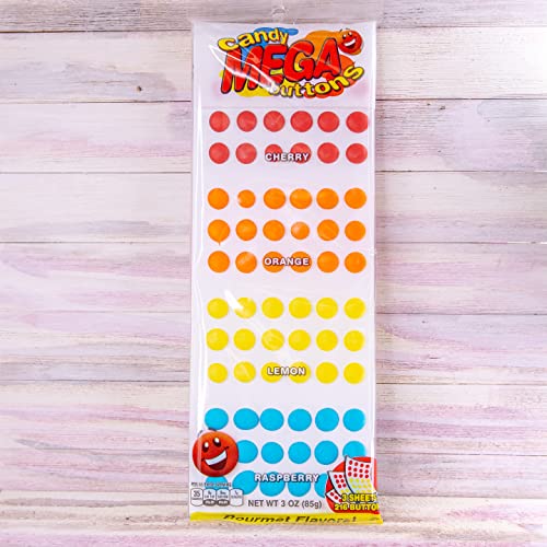 Wockenfuss Mega Candy Buttons - Bulk Candy for Parties, Gifts & Snacking - 1 Pack Colorful Candy Dots