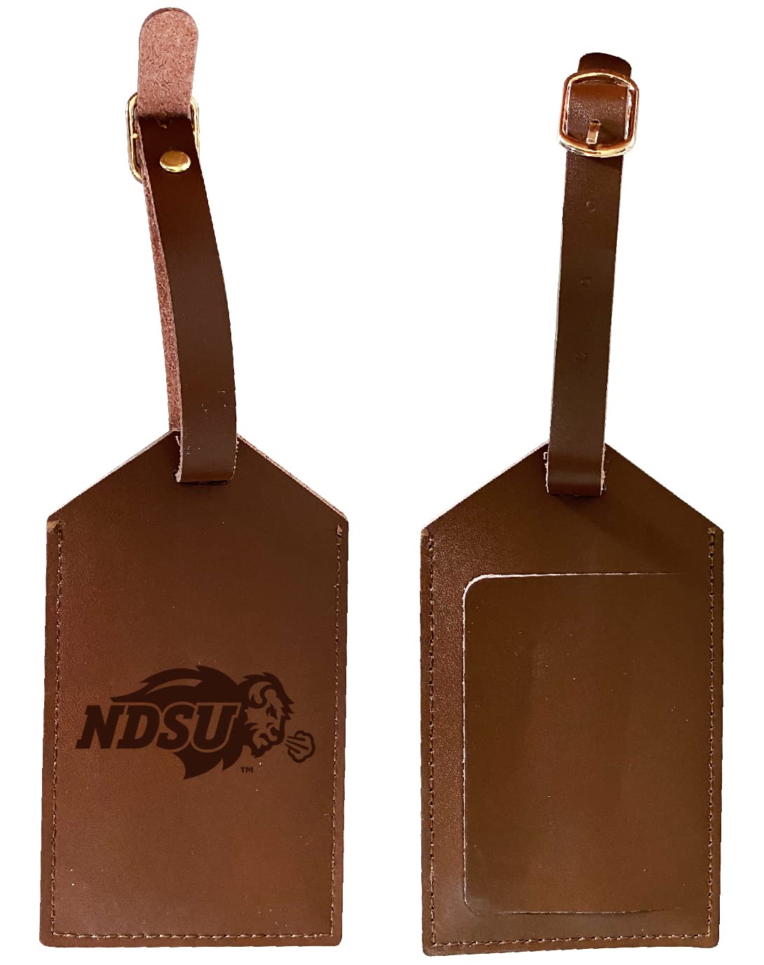 Officially Licensed North Dakota State Bison Leather Luggage Tag - Personalized Engraved College Travel Accessory for Alumni & Fans - Perfect for Suitcases, Backpacks & Travel Bags