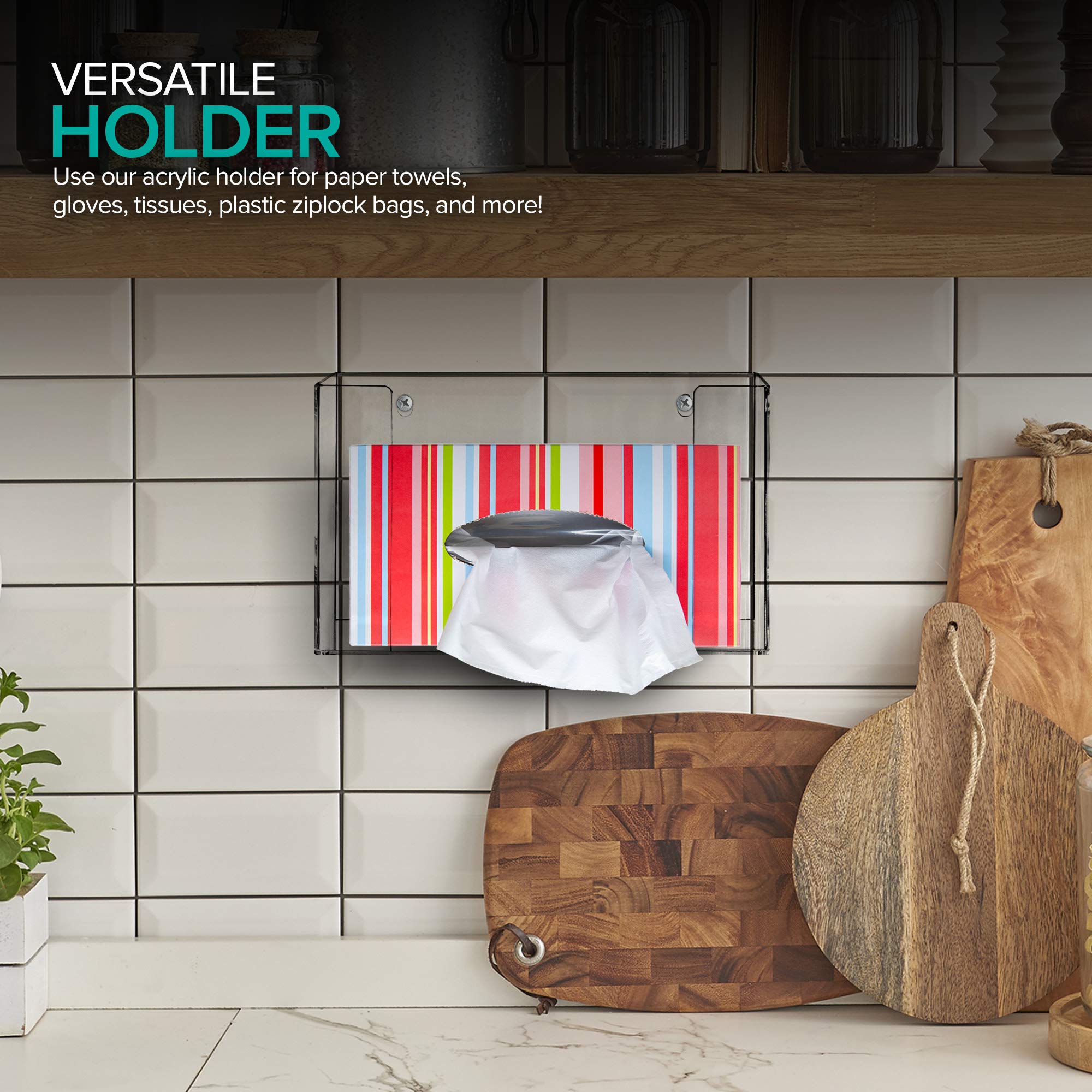 Stock Your Home Acrylic Paper Towel Dispenser - Countertop & Wall Mount Folded Paper Towel Holder for Kitchen, Bathroom & Commercial Use - Durable Disposable Hand Towel Organizer for Home & Office Cleaning