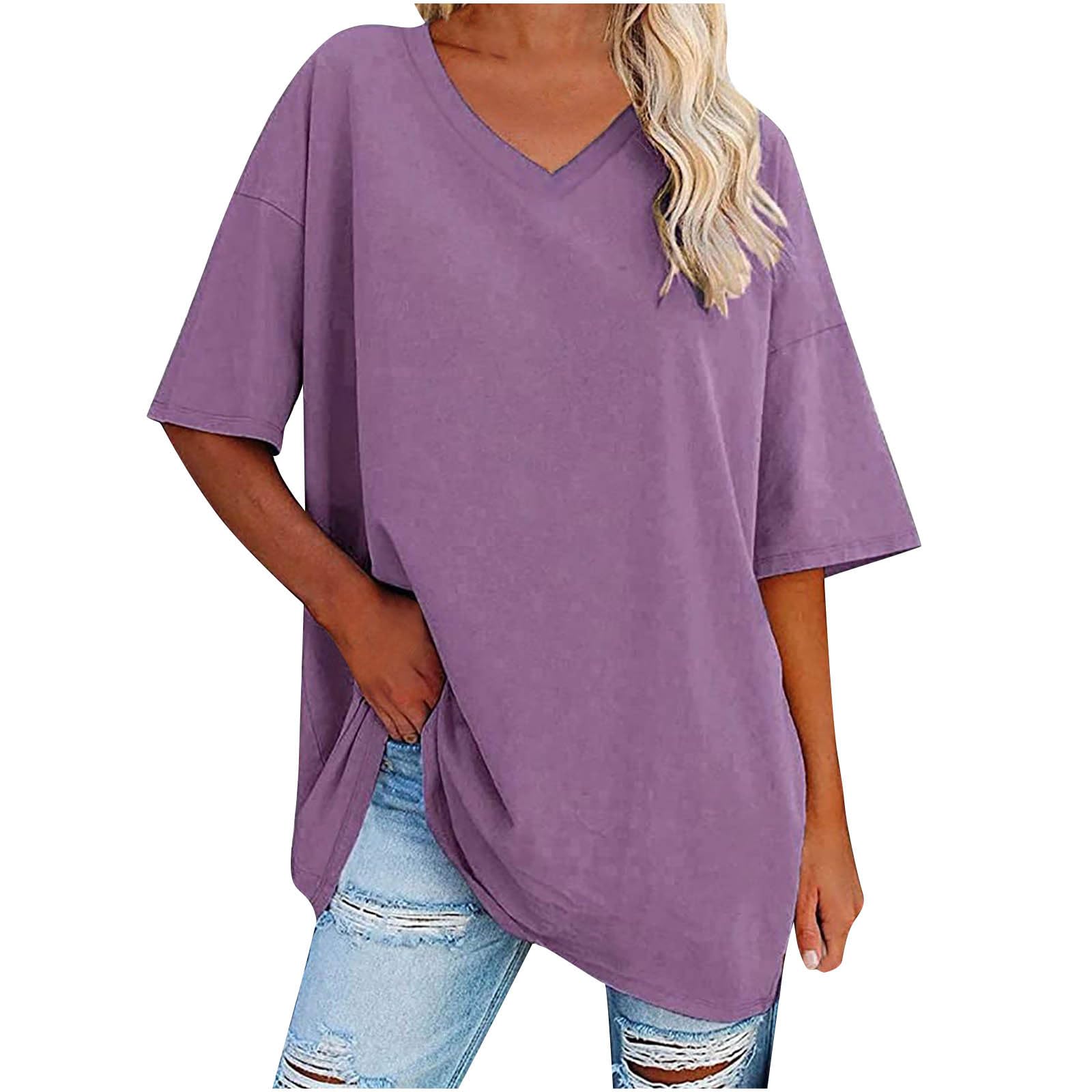 TUNUSKAT Women's Summer Tops - Basic V-Neck Blouses, Trendy Loose Short Sleeve Shirts for Casual & Dressy Outfits | Perfect for Office, Date Night & Weekend Wear