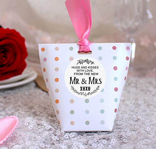 120PCS Hugs and Kisses Wedding Favor Stickers - Mr & Mrs Labels for DIY Wedding Crafts, Bridal Shower Favors, Invitations & Gift Wrapping