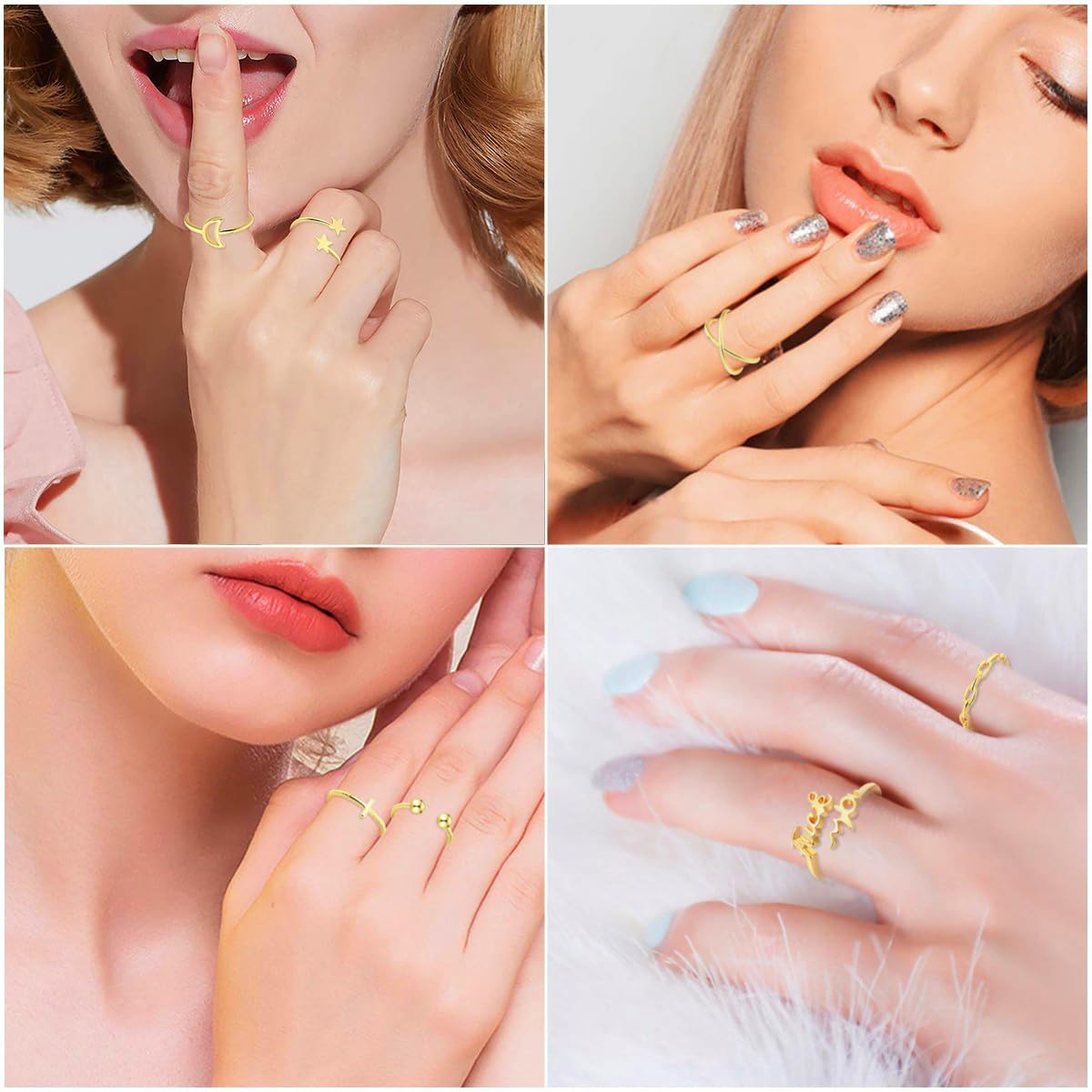 Honsny 11PCS Adjustable Stackable Rings for Women - Silver & Gold Knuckle Rings Set, Fashion Joint Finger Rings Pack, Trendy Cute Rings for Teen Girls & Women | Perfect for Daily Wear, Parties, Gifts & Layering Looks