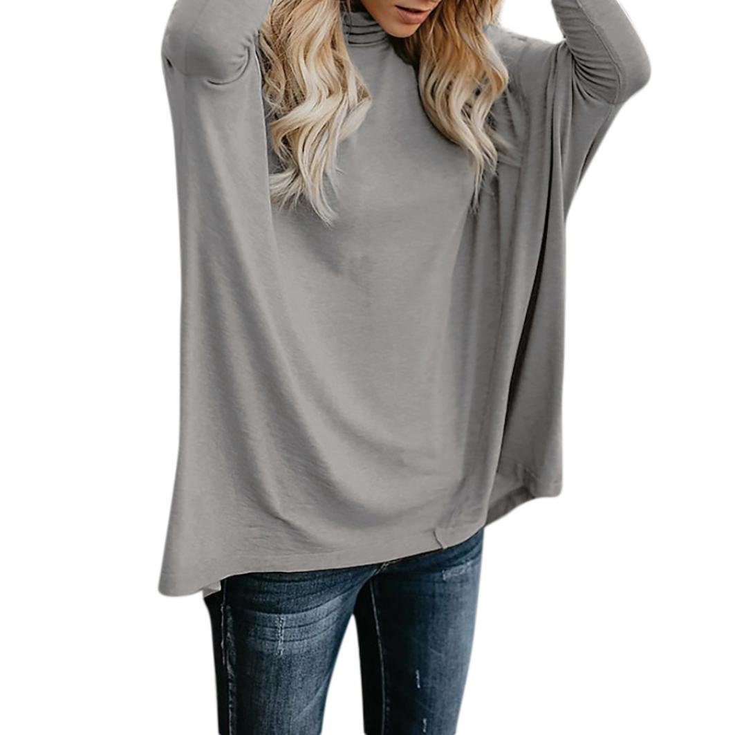 iLH Women's Casual Turtleneck Long Sleeve Batwing Dolman Top Blouse - Comfortable Stretch Knit Shirt for Work, Date Night & Fall Layering