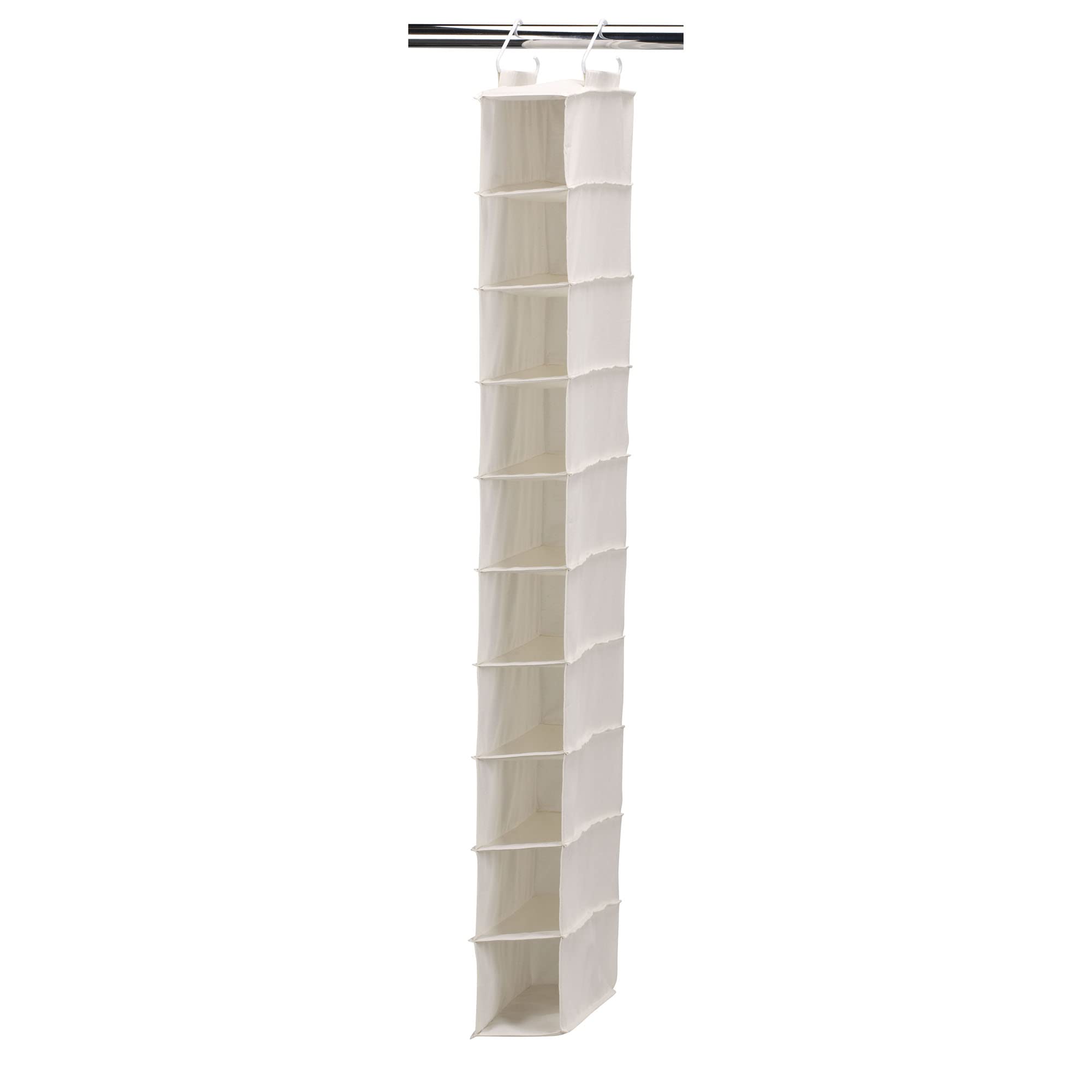 Hanging Shoe Storage Organizer for Closets - 10 Pocket Shelves, Natural Canvas | Space-Saving Closet Organizer for Shoes, Accessories & Small Items | Perfect for Bedrooms, Dorms & Entryways