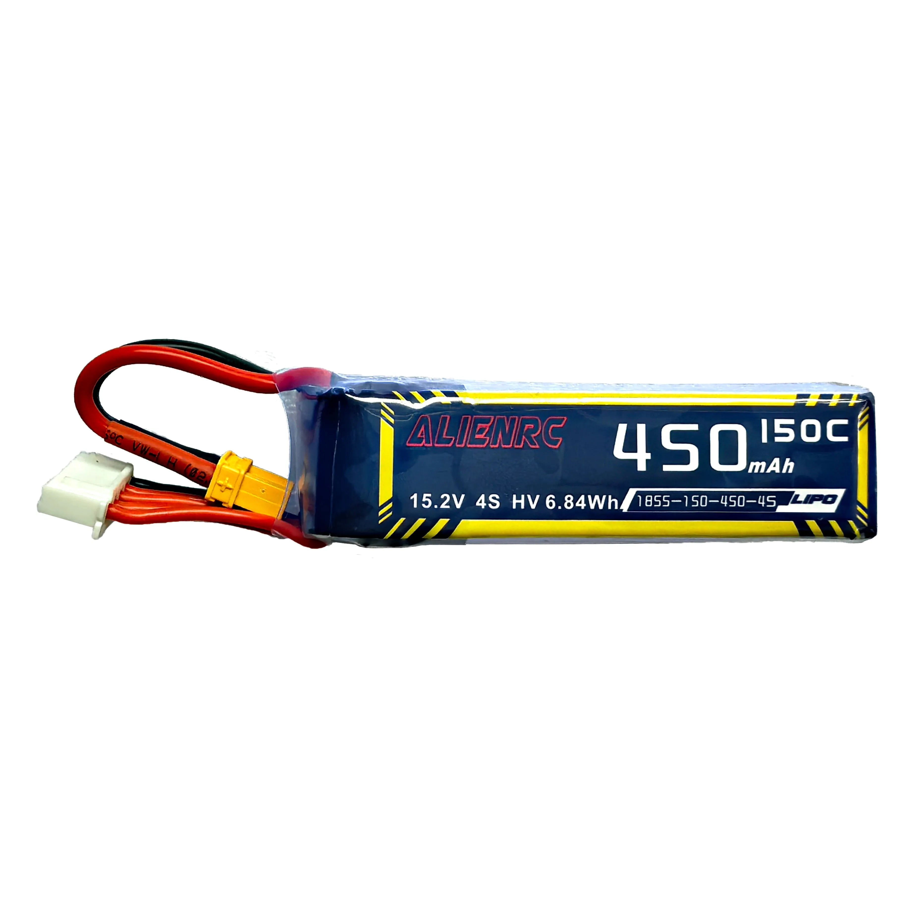 High-Performance Alien 450mAh 4S 15.2V 150C LiPo Battery with XT30 Connector (2-Pack) - Perfect for FPV Drones, RC Cars, and High-Speed Racing Models