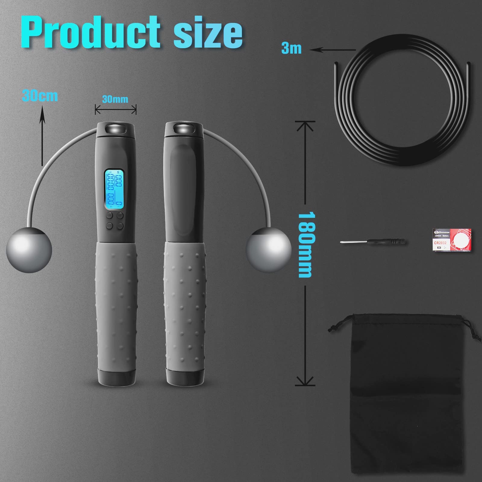 Uten Premium Jump Rope for Adults & Kids - High-Speed Ball Bearing Skipping Rope with 6