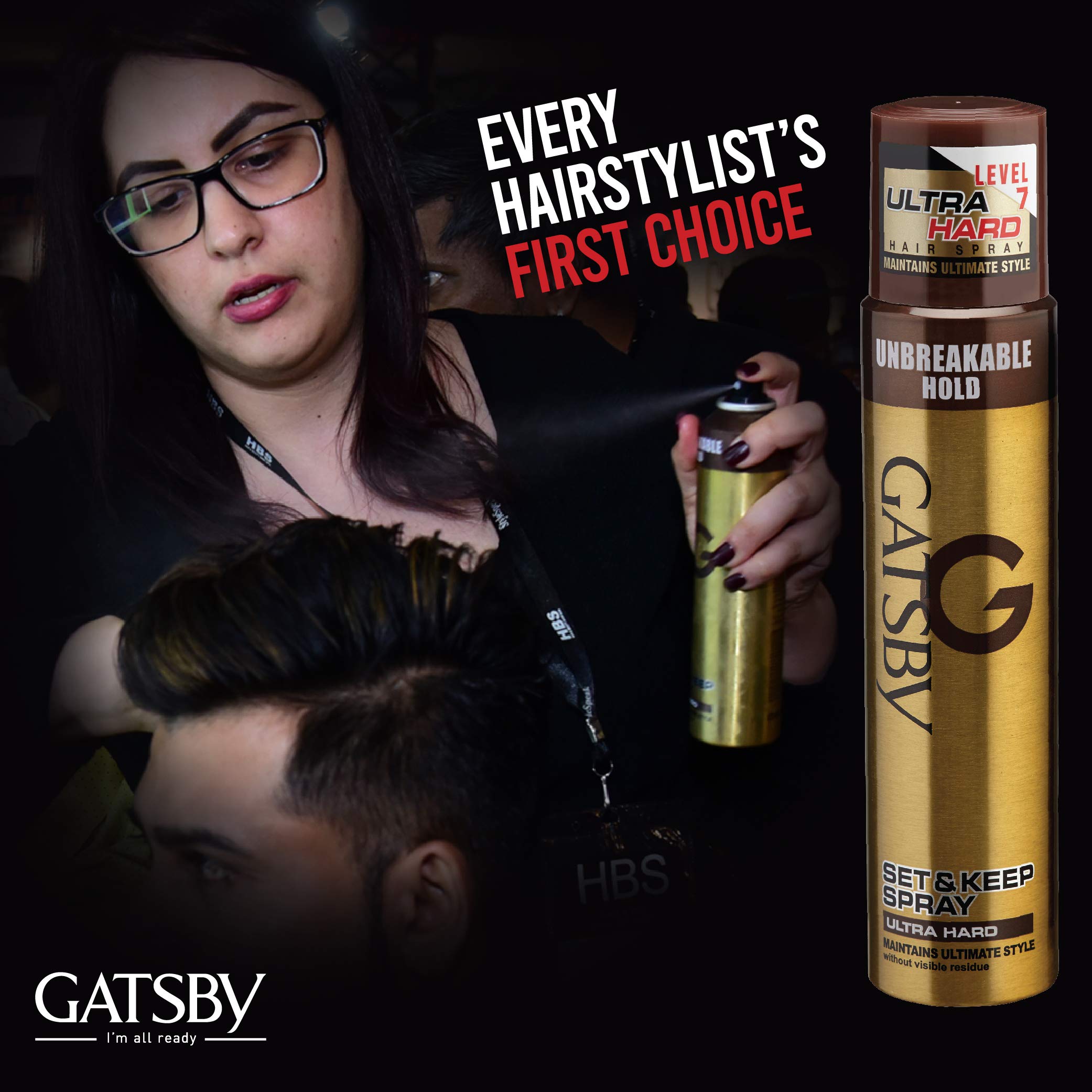 Gatsby Set & Keep Ultra Hard Hair Spray 250ml - Quick Drying, Long Lasting Hold, No Flake, Natural Shine | UV Protection Hairspray for Salon-Quality Finish | Perfect for Styling, Volume & All-Day Hold for Men & Women | Great for Weddings, Parties & Professional Looks