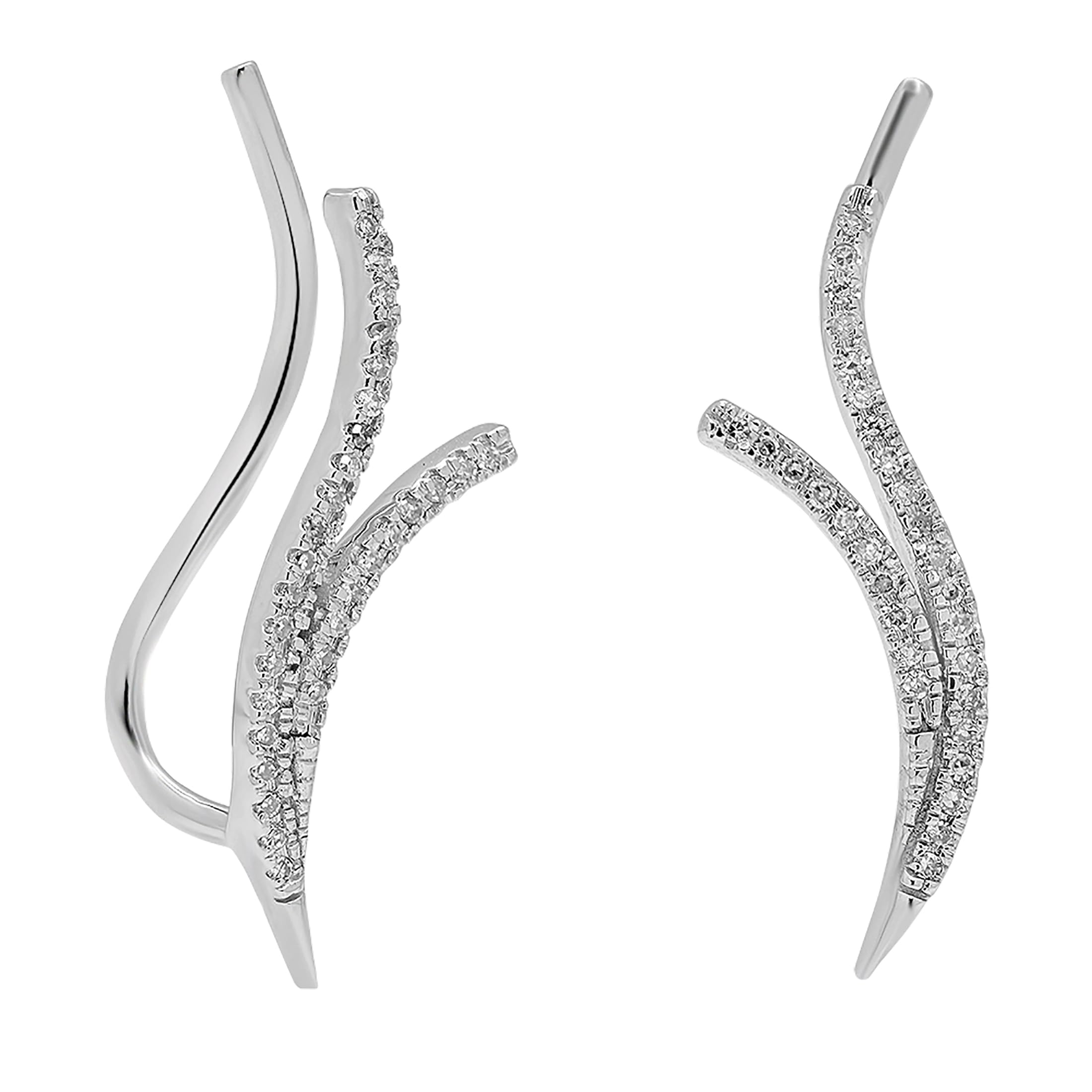0.20 Cttw Round White Diamond Crawler Climber Earrings for Women - 18K Solid Gold Dazzlingrock Collection | Elegant & Luxurious Jewelry for Parties, Weddings & Special Occasions