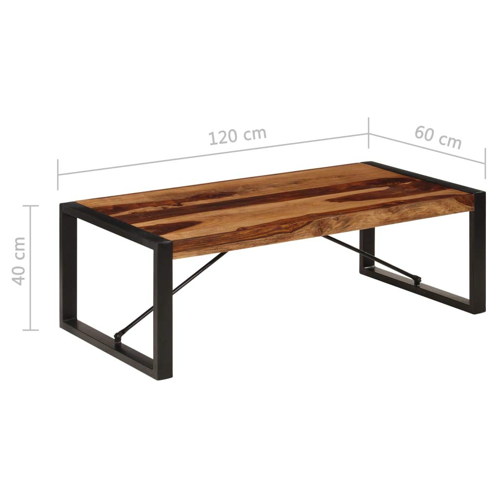 Industrial Style Solid Sheesham Wood Coffee Table - Handcrafted Rustic Living Room Furniture for Apartments, Reception Rooms & Offices - Perfect for Modern Farmhouse, Loft & Urban Decor