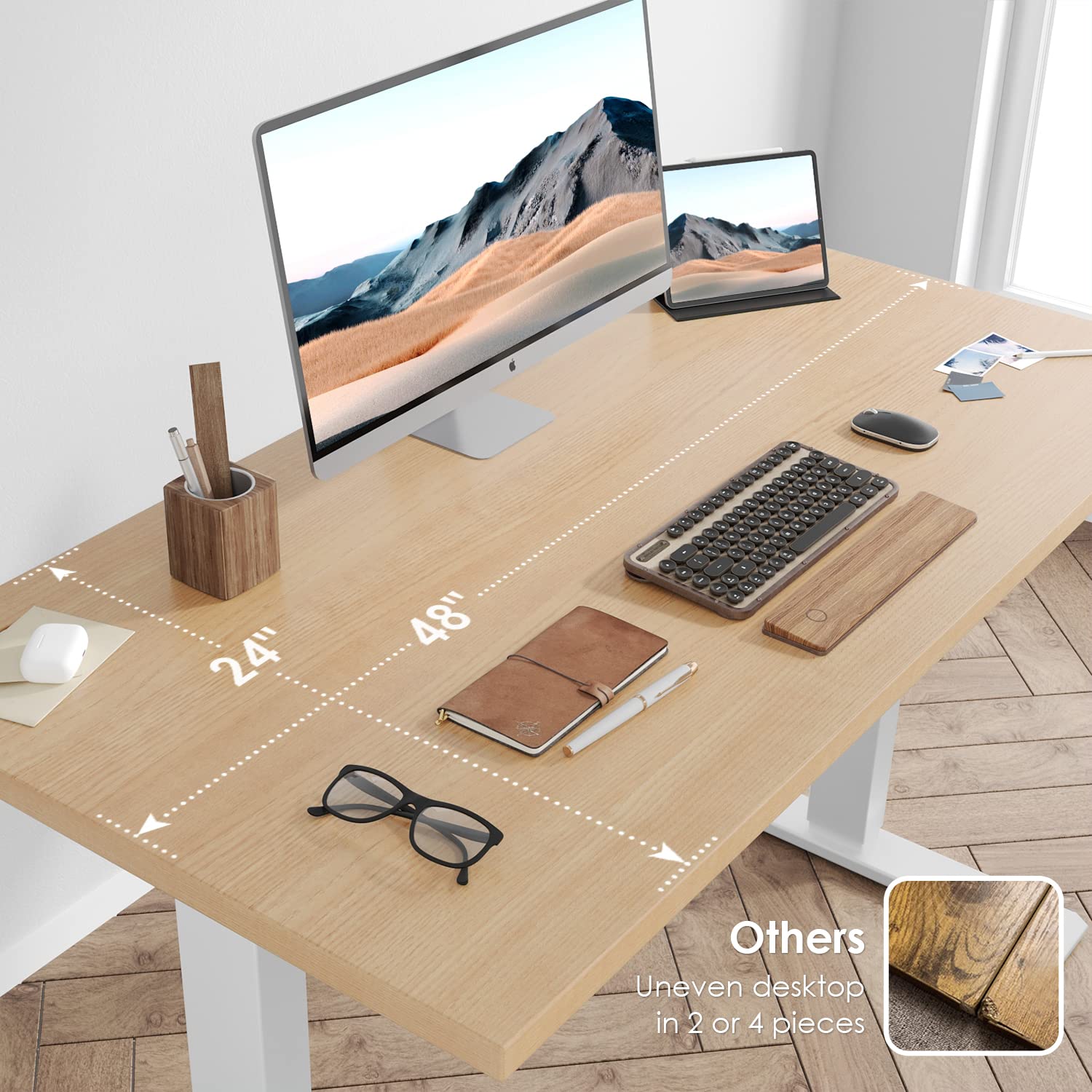 Smart Electric Standing Desk - Dual Motor Adjustable Height Desk for Home Office, 48 x 24 Inch Workstation (Easy 10-Min Assembly) | Perfect for Remote Work, Gaming & Study Spaces