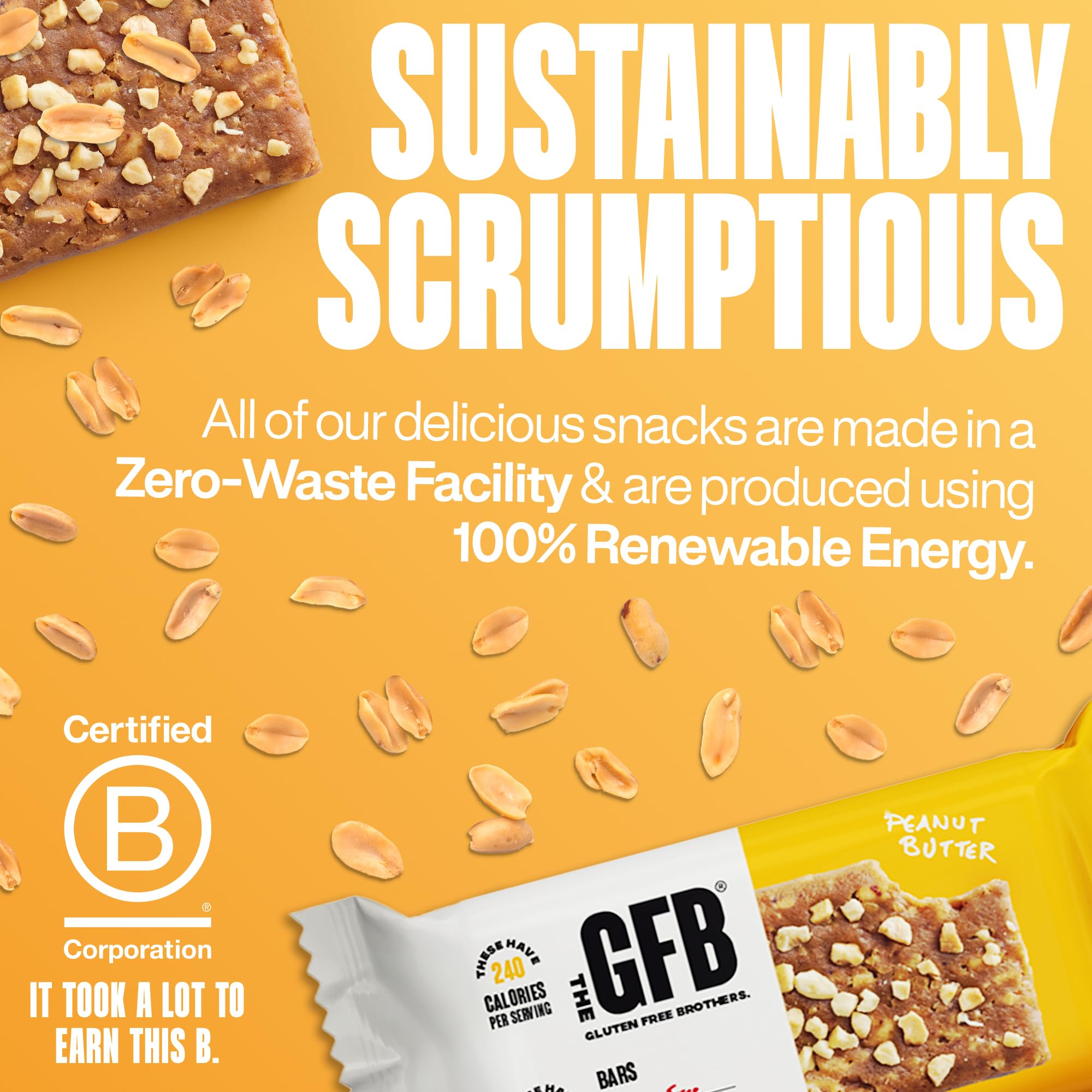 GFB Peanut Butter Protein Bars - Gluten Free, Vegan, Non-GMO, Plant-Based Protein Snack Bars, 2.05oz (12 Pack) | Healthy Nutrition for Workouts, Hiking & On-the-Go Energy Boost