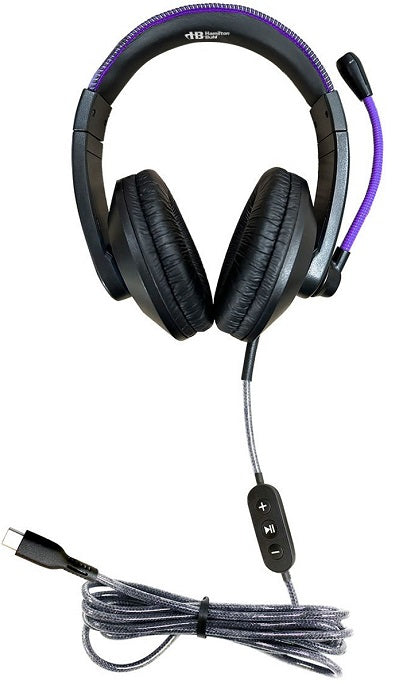 HamiltonBuhl Smart Trek Deluxe USB C Stereo Headset with In-Line Volume Control - Noise Cancelling Headphones for Online Classes, Gaming & Remote Work (Multi-Pack Options Available)