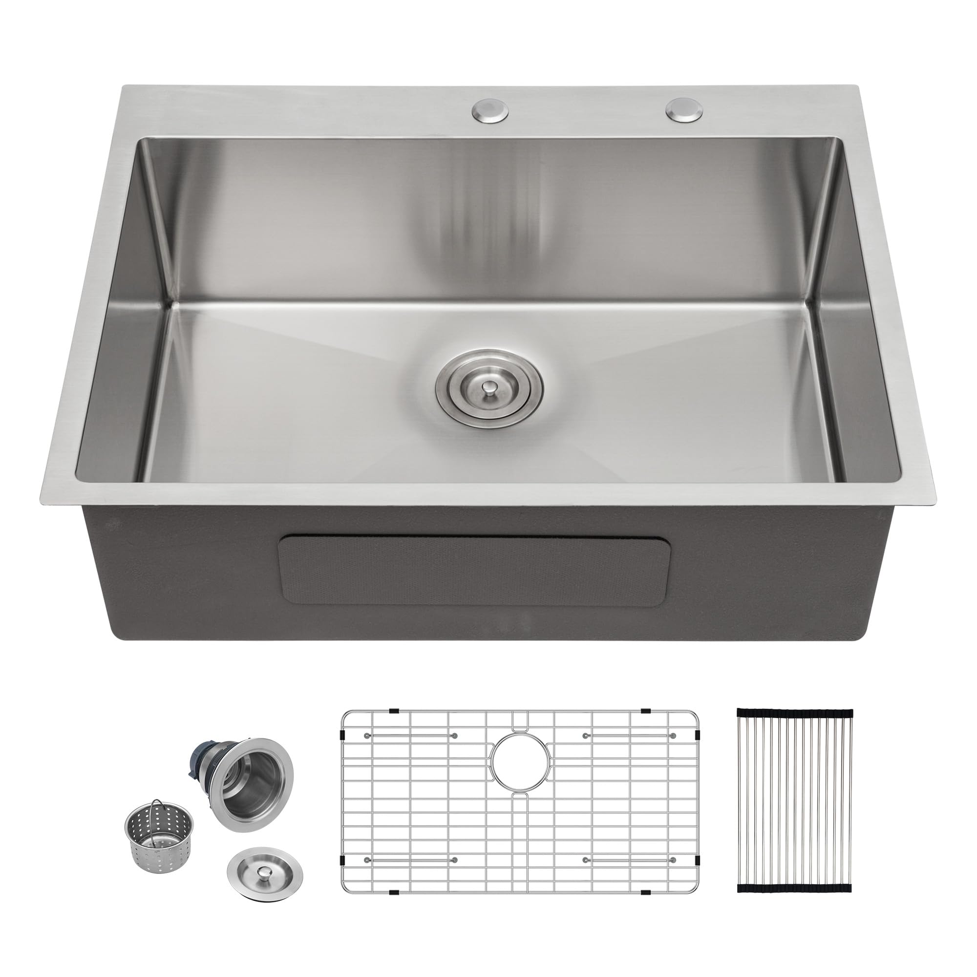 33 Inch Drop In Kitchen Sink - 16 Gauge Stainless Steel Single Bowl Topmount Sink, 33x22 Inch Deep Basin with Accessories | Perfect for Modern Kitchens, Restaurant Prep & Busy Households