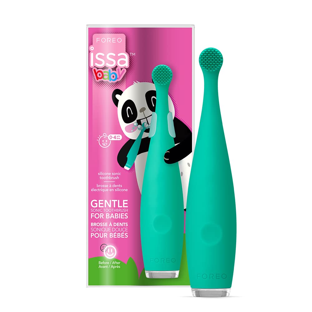 FOREO ISSA Baby Gentle Sonic Toothbrush for Kids 0-4 Years - Soft Bristles, Kiwi Green - Perfect for First Teeth & Toddler Oral Care