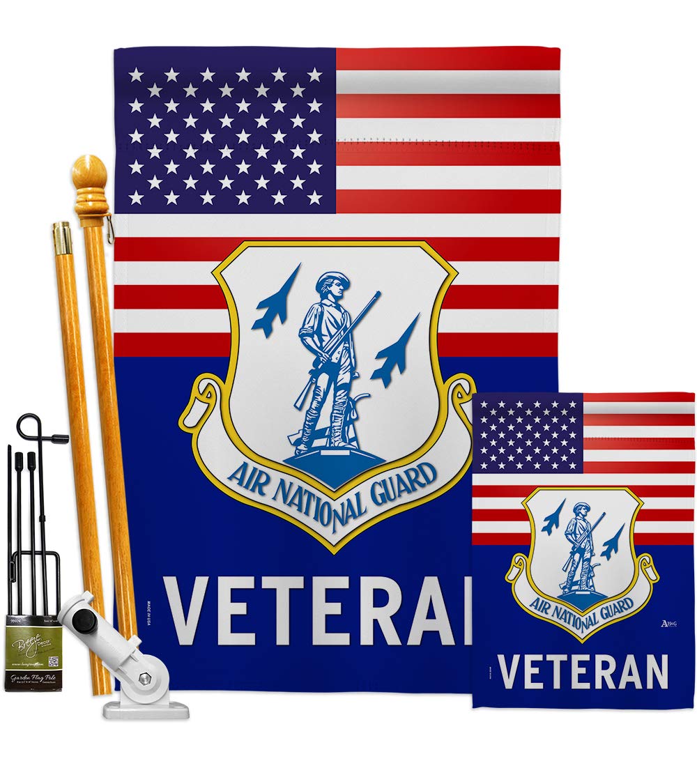 Authentic US Air Force Veteran Garden Flag Kit - Double-Sided 28x40 Inch Military Yard Banner | National Guard & ANG Armed Forces Retirement Gift | Made in USA | Perfect for Patriotic Home Decor, Veterans Day & Memorial Day Displays