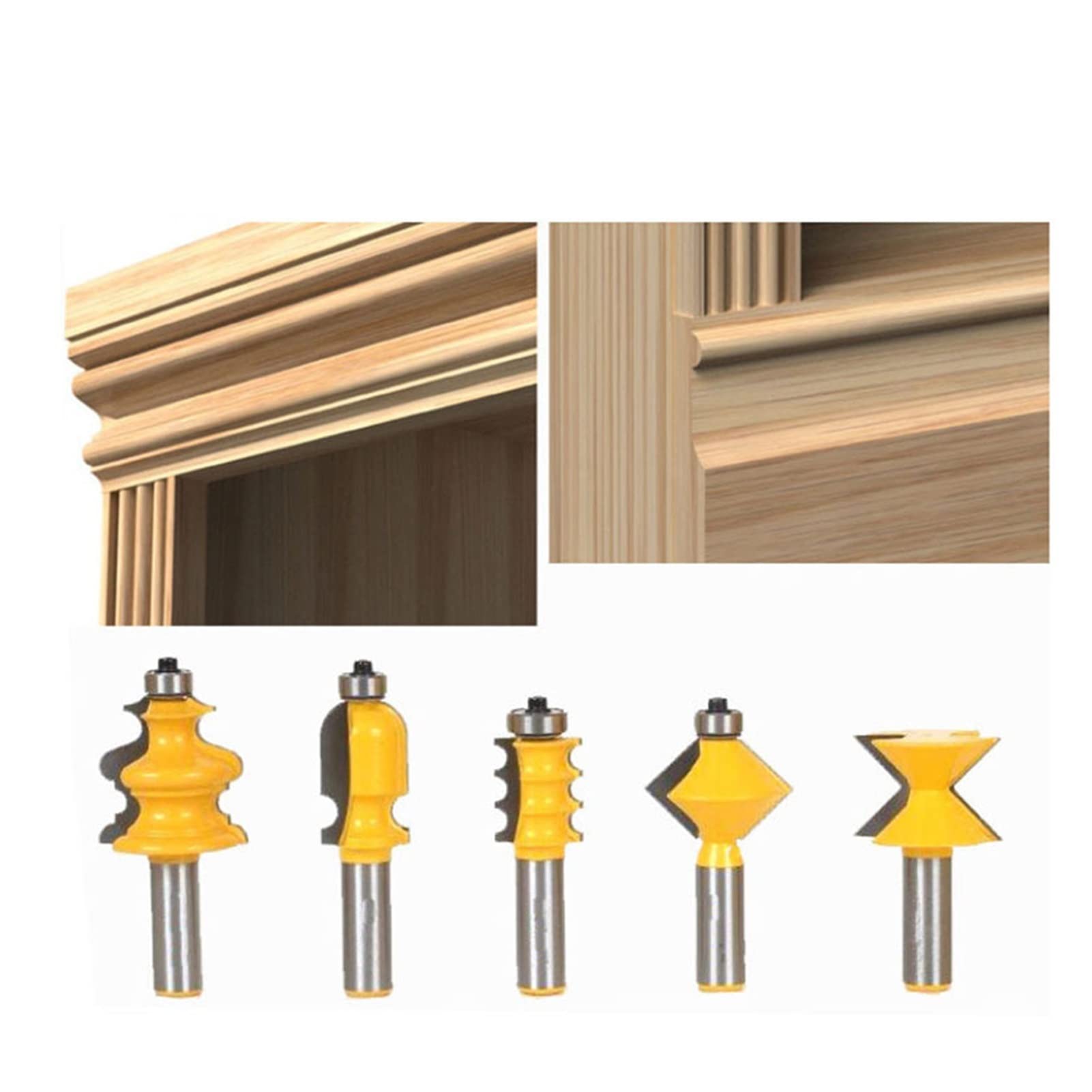 5Pcs 1/2 Inch Carbide Milling Cutter Set for Woodworking - Door Frame Lace Knife, Cabinet Carving Knife with Sharp Cutting Edge (5pcs) - Perfect for Door Carving, Cabinet Making & Wood Shaping Projects