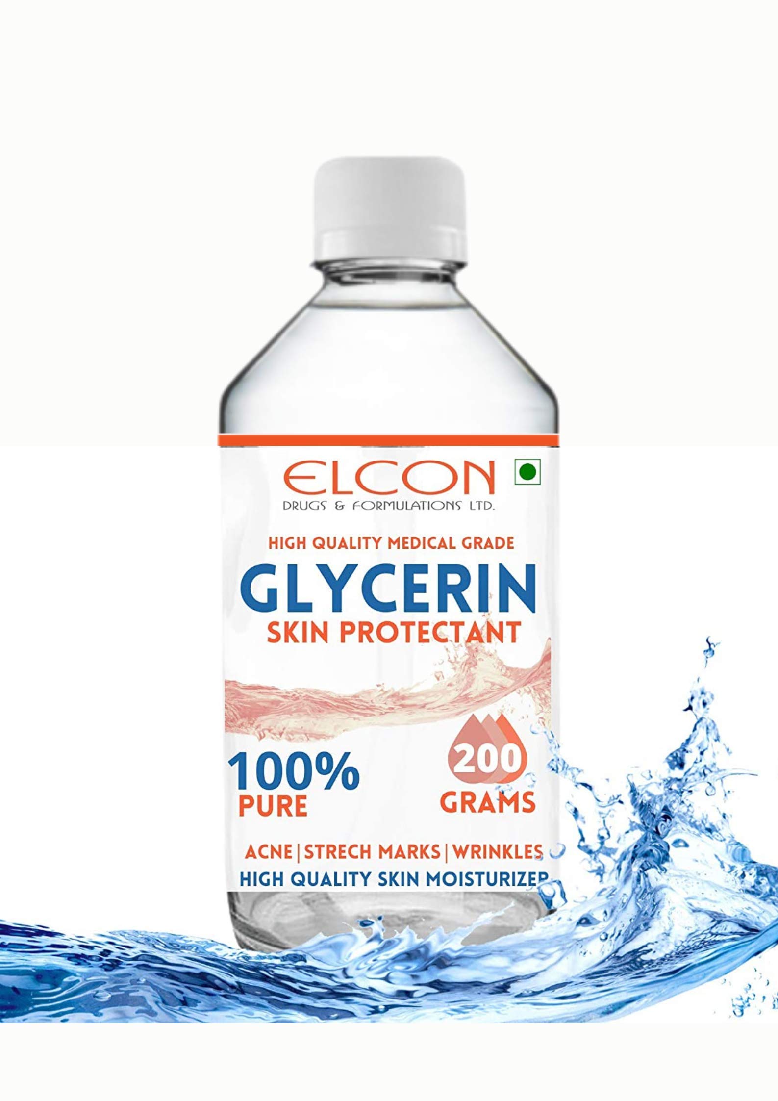 Elcon's® Pure Vegetable Glycerin 200g - 100% Natural Skin Protectant for Diaper Rash, Acne & Stretch Marks | Hydrating Moisturizer for Dry Skin, Hair Care & DIY Beauty Products