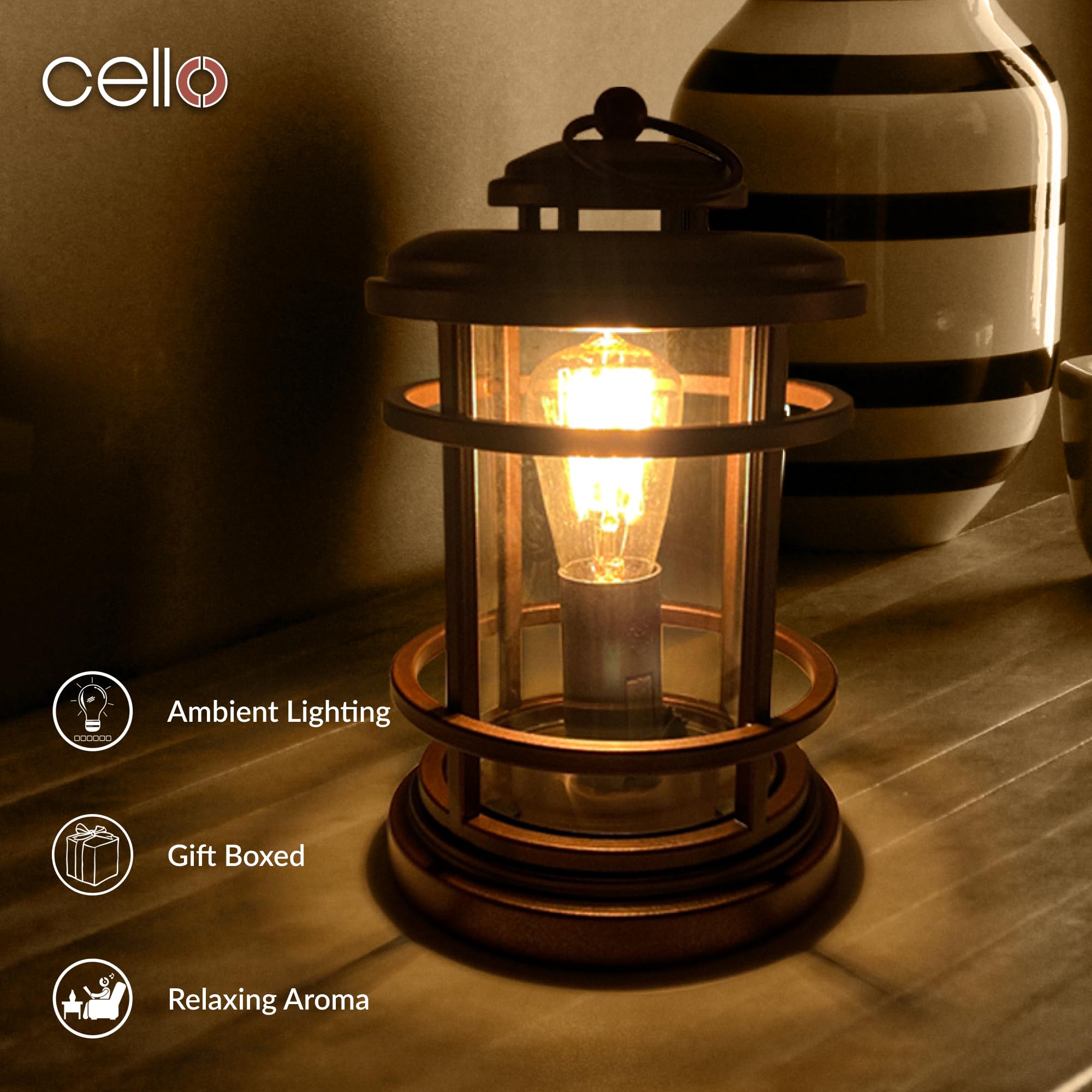 Cello Beacon Edison Electric Melt Burner - Premium Wax Warmer for Home & Spa - Perfect for Aromatherapy, Candle Melting, and Relaxation