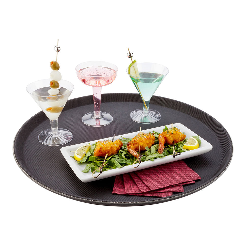 Bar Lux Round Black Non-Slip Serving Tray - 16 Inch Large Serving Platter for Coffee, Tea, Breakfast in Bed, Entertaining Guests (1 Count)
