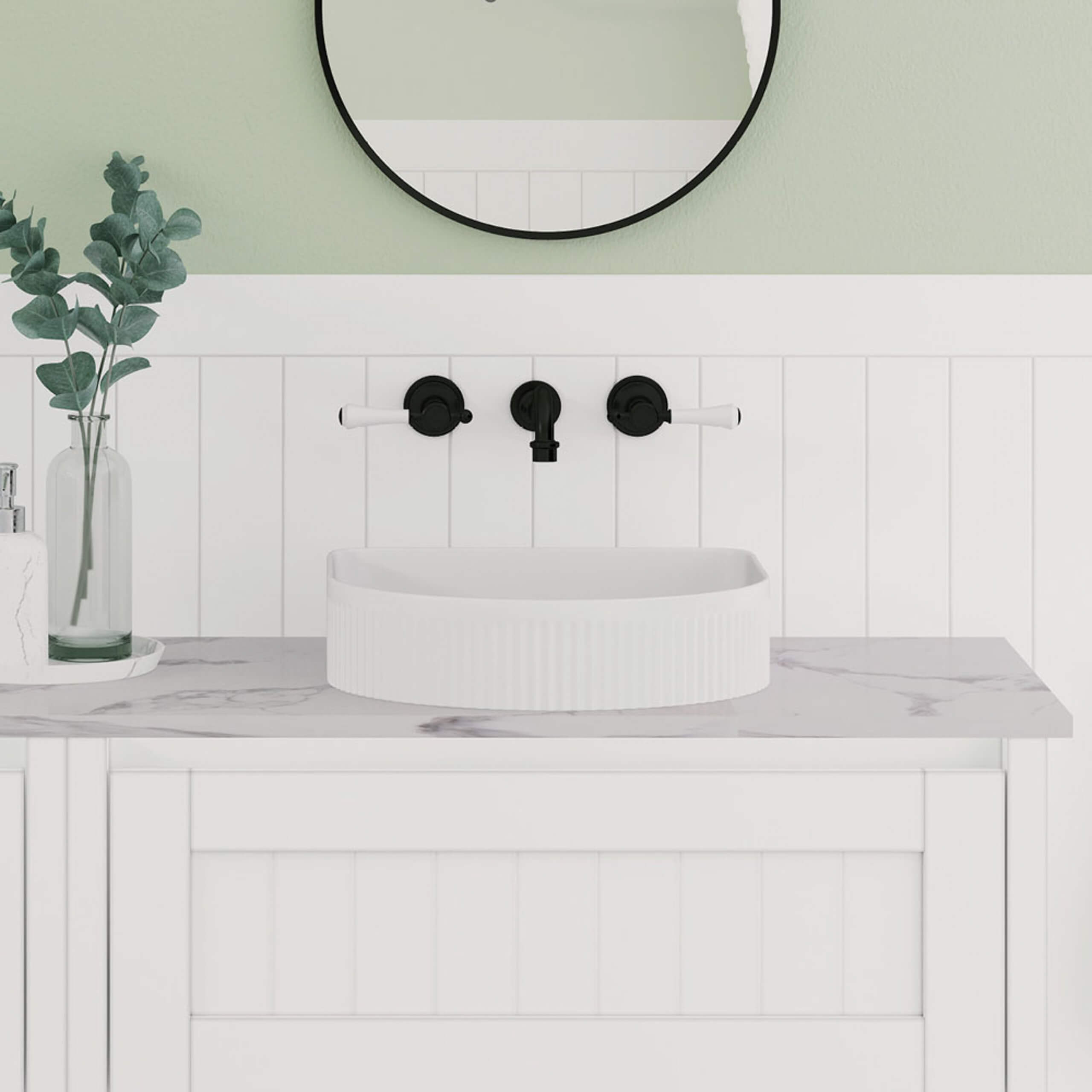 Fienza Eleanor Arch Above Counter Basin 415x365x100mm Gloss White - Modern Bathroom Sink for Vanity, Powder Room & Guest Bath Decor