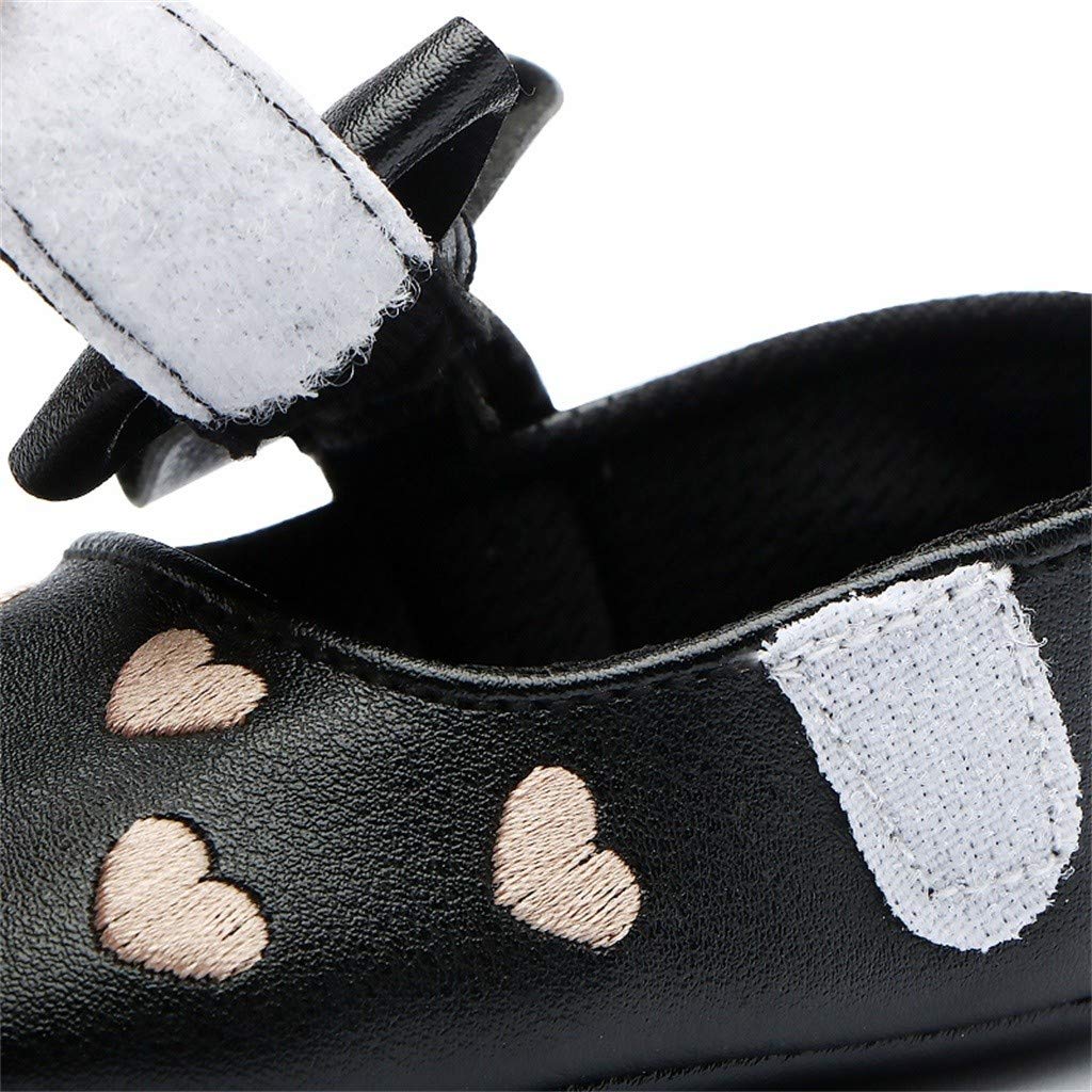 EnJoCho Toddler Tennis Shoes - Soft Leather First Walkers for Baby Girls 0-6 Months | Cute Bow Design | Black Princess Style Shoes for Infants | Perfect for First Steps, Playtime & Special Occasions