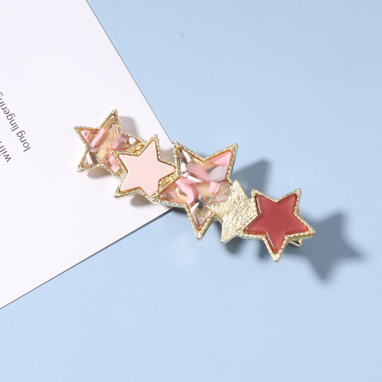 Cute Pink Star Hair Clip Barrette for Women & Girls - Decorative Geometric Hair Pin Headpiece Accessory for Parties, Weddings & Everyday Wear