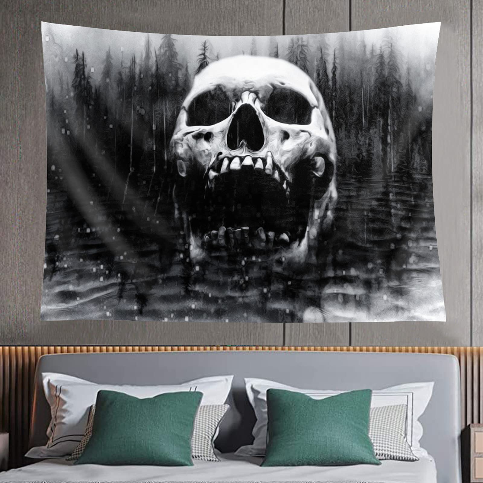 Forest Skull Tapestry - Gothic Horror Wall Art Decor for Bedroom, Living Room & Home | Spooky Aesthetic Tapestry for Halloween Party, Haunted House & Dark Theme Decorations