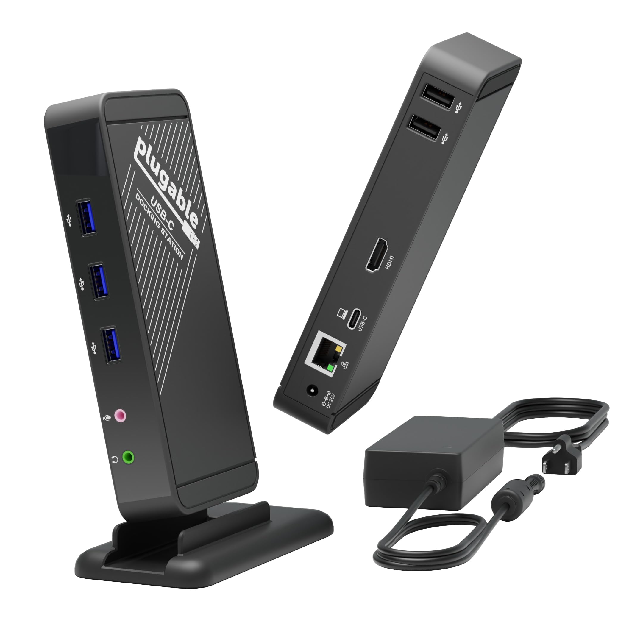 Plugable USB-C Docking Station with 4K HDMI, 60W PD Charging, Ethernet, 5 USB Ports - Thunderbolt 3/4 & USB4 Compatible for MacBook, Windows, Chromebook - Home Office & Gaming Setup Accessory