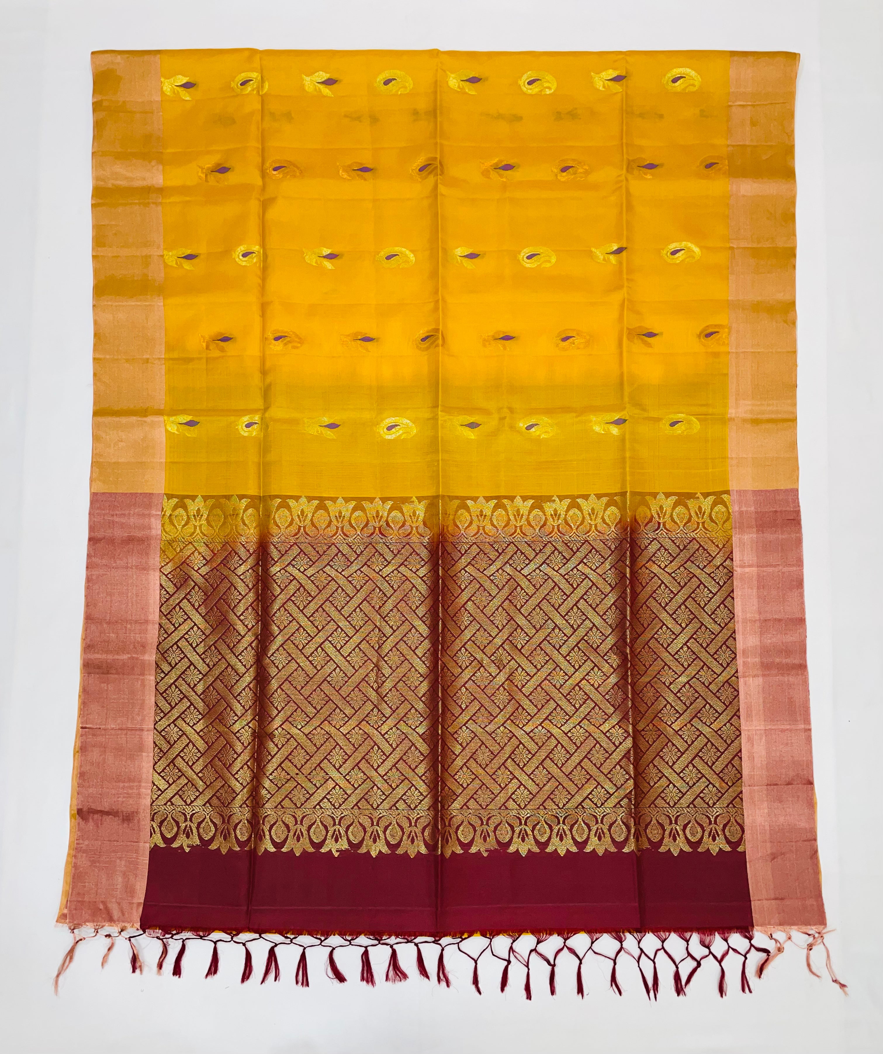 Authentic Yellow Pure Kanchi Silk Saree for Women - SILKMARK Certified | Elegant Traditional Wear for Weddings, Festivals & Special Occasions