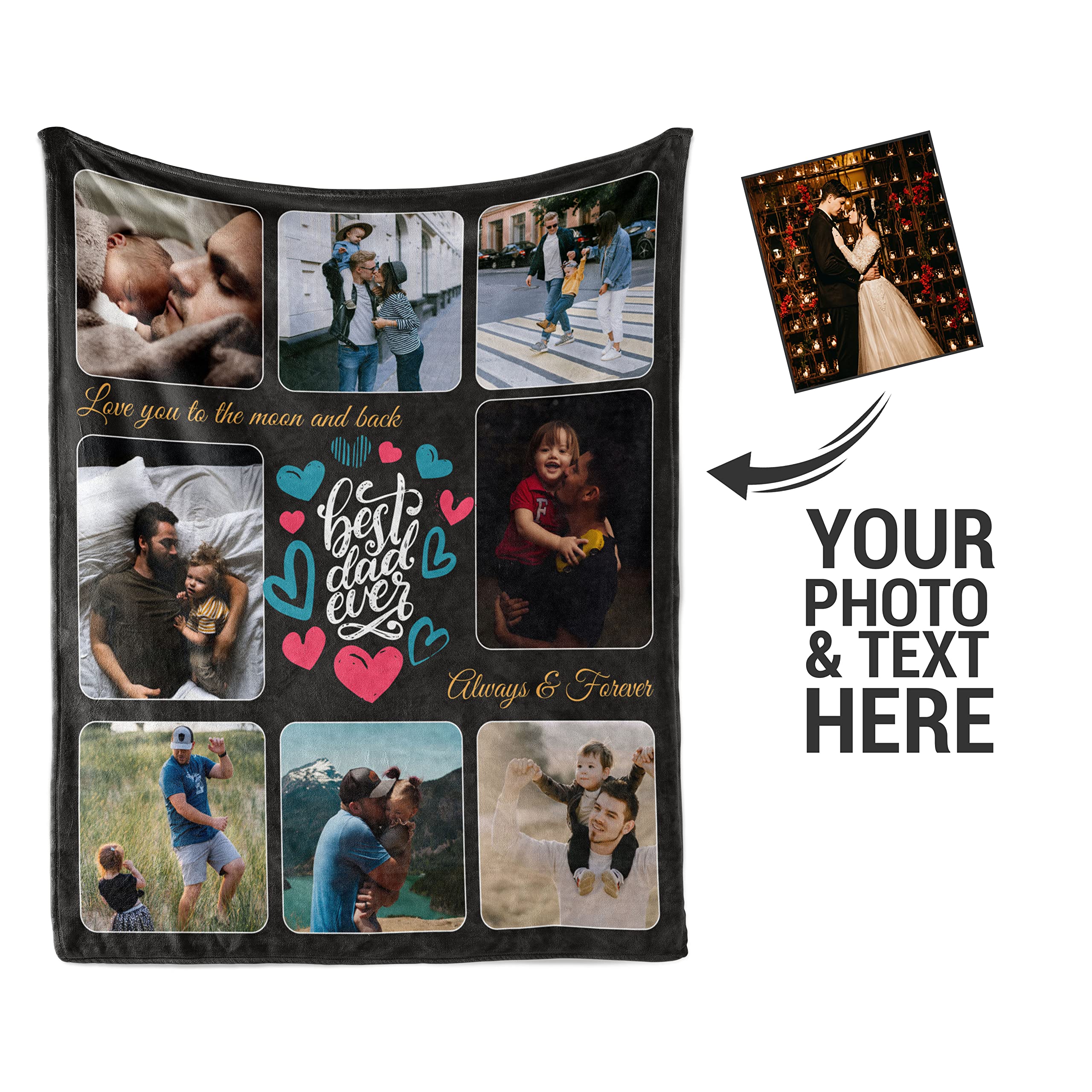 Personalized Fleece Photo Blanket for Dad - Custom Dad Gift with Picture, 50