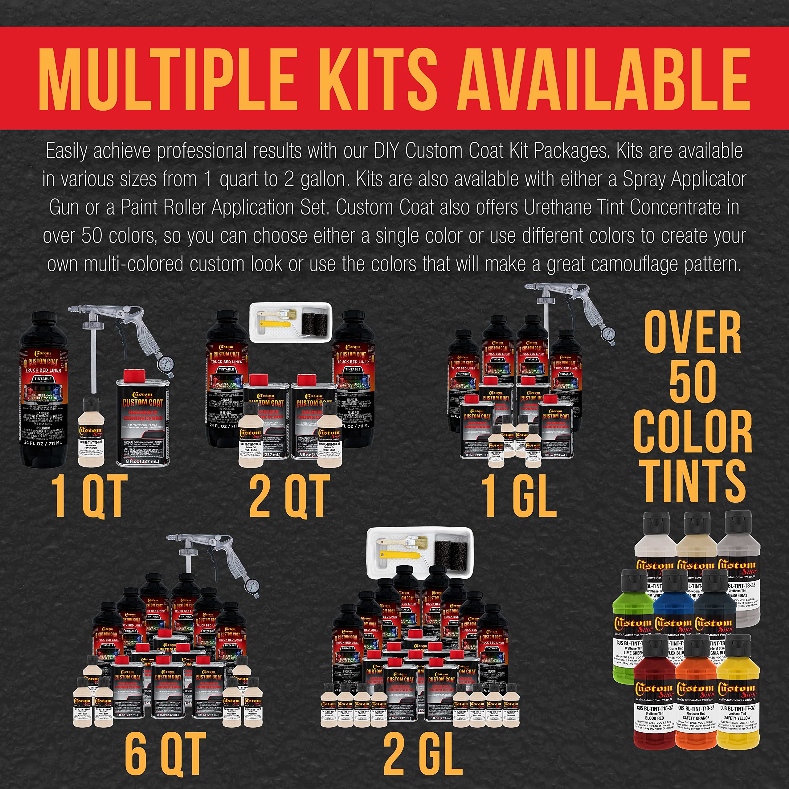 Federal Standard Color #36521 Frost Beige T84 Urethane Truck Bed Liner Kit - 2 Gallon Roll-On, Brush-On or Spray-On Protective Coating with Roller Applicator | Durable Textured Finish for Pickup Trucks, Trailers & Off-Road Vehicles