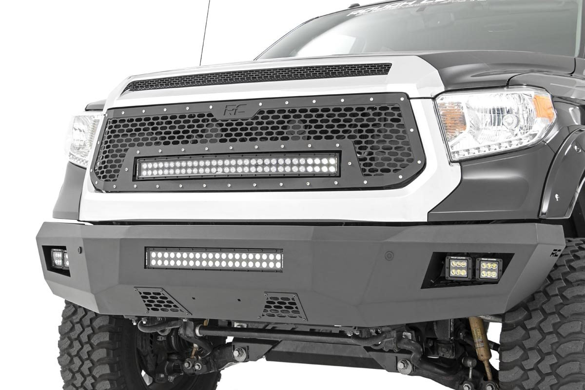 2014-2017 Toyota Tundra Black Mesh Grille with 30 Dual Row LED Lights & Amber DRL | Upgrade Your Truck's Front End Style for Off-Road & Night Driving | Part# 70224